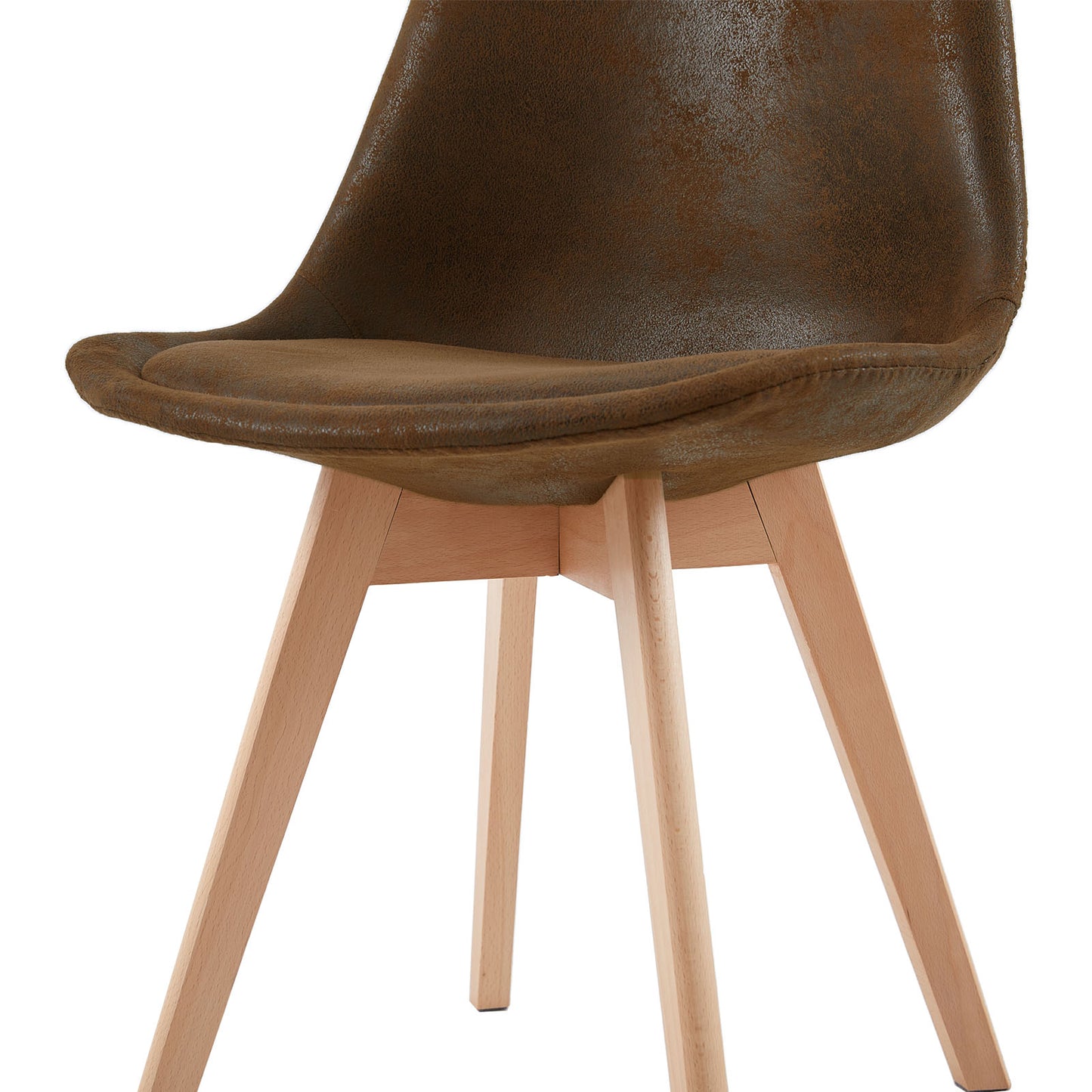 Chaise d'appoint rembourrée en daim TULIP (lot de 4) - Marron