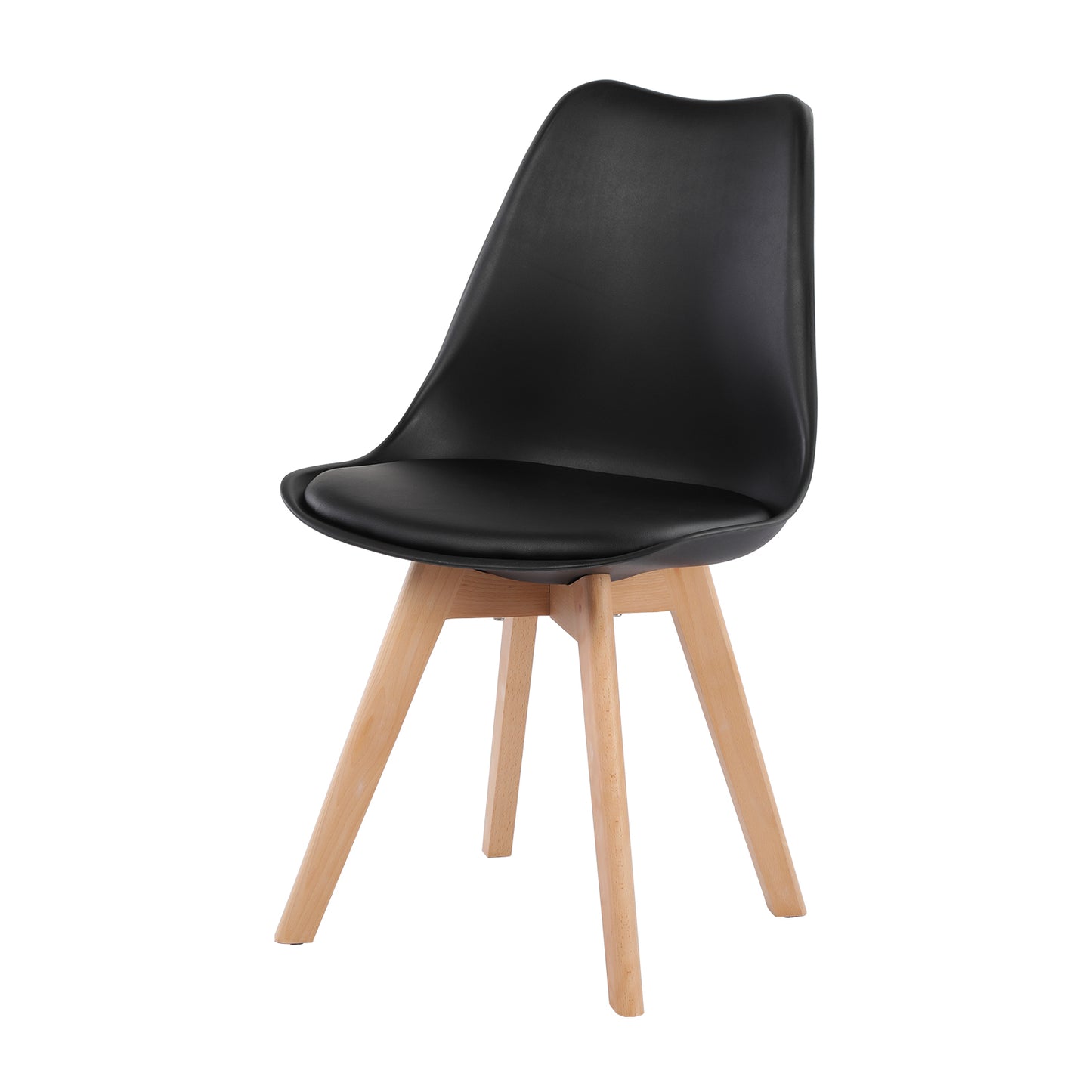 Chaise en Bois de Hêtre avec Coque Plastique et Coussin en PU - Design TULIP Moderne pour Salle à Manger