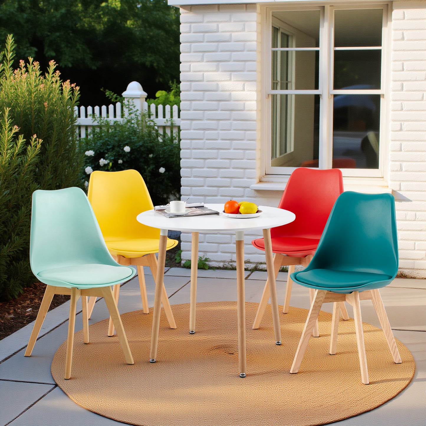 Lot de 4 chaises avec pieds en hêtre - Couleurs mélangées - TULIP