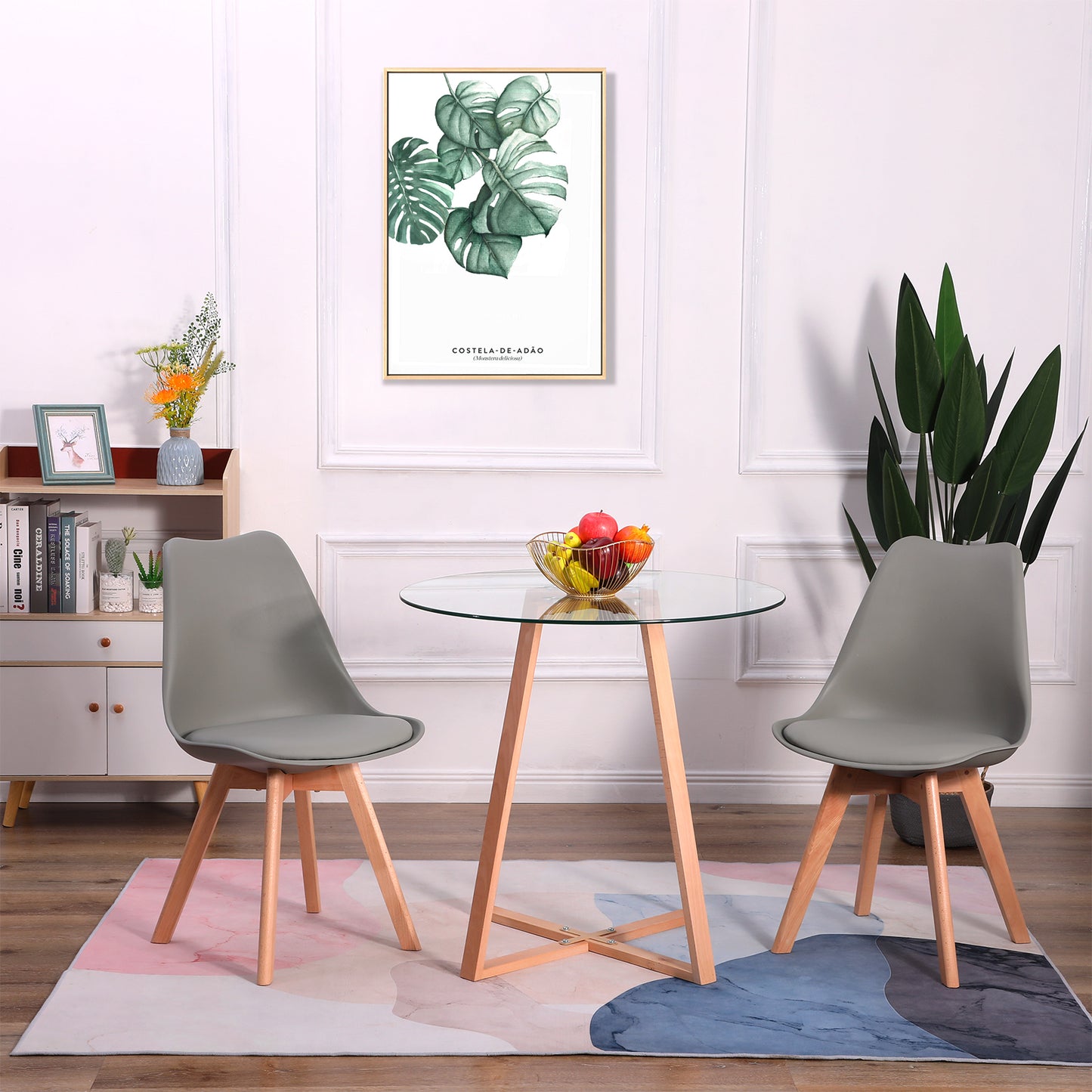 Chaise en Bois de Hêtre avec Coque Plastique et Coussin en PU - Design TULIP Moderne pour Salle à Manger