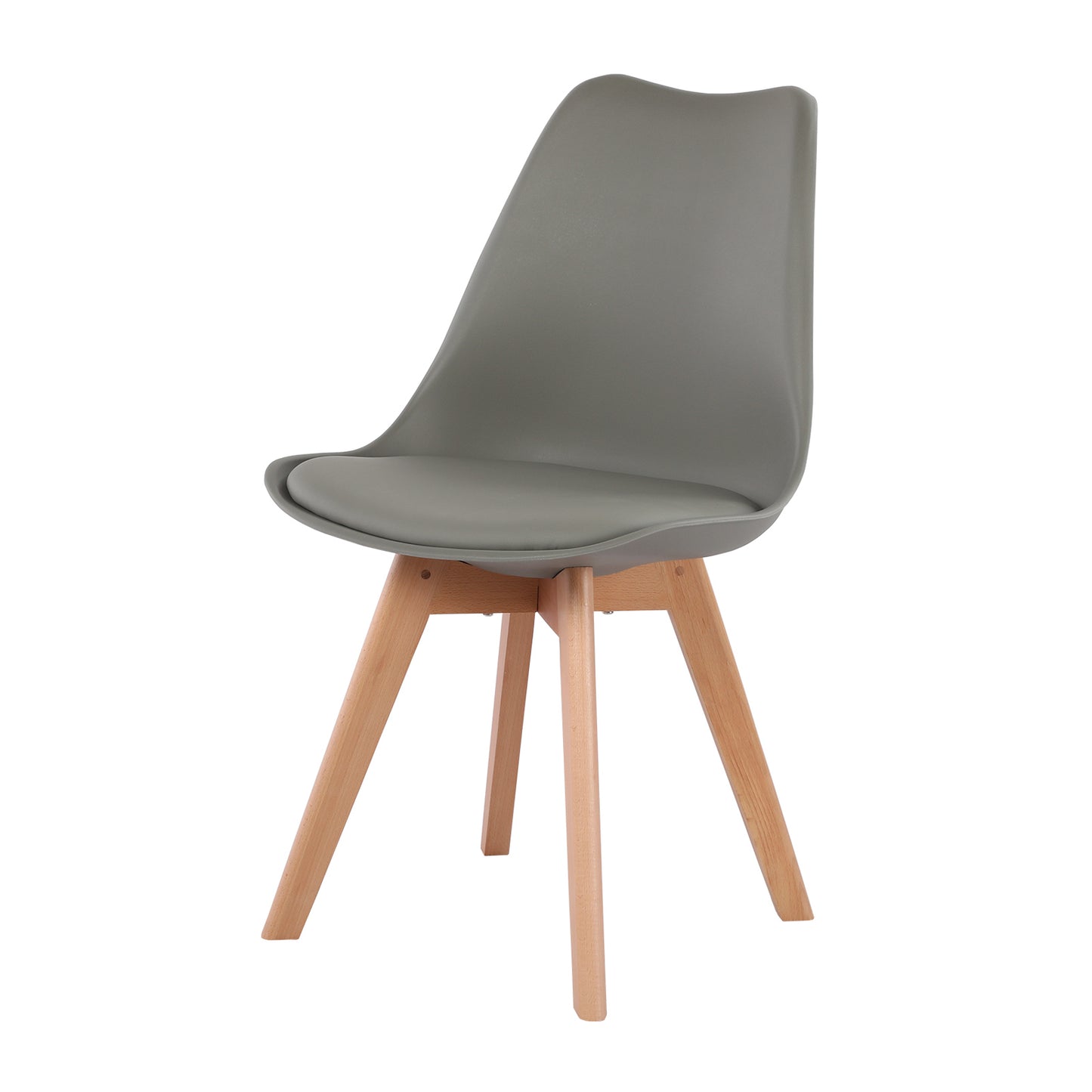 Chaise en Bois de Hêtre avec Coque Plastique et Coussin en PU - Design TULIP Moderne pour Salle à Manger