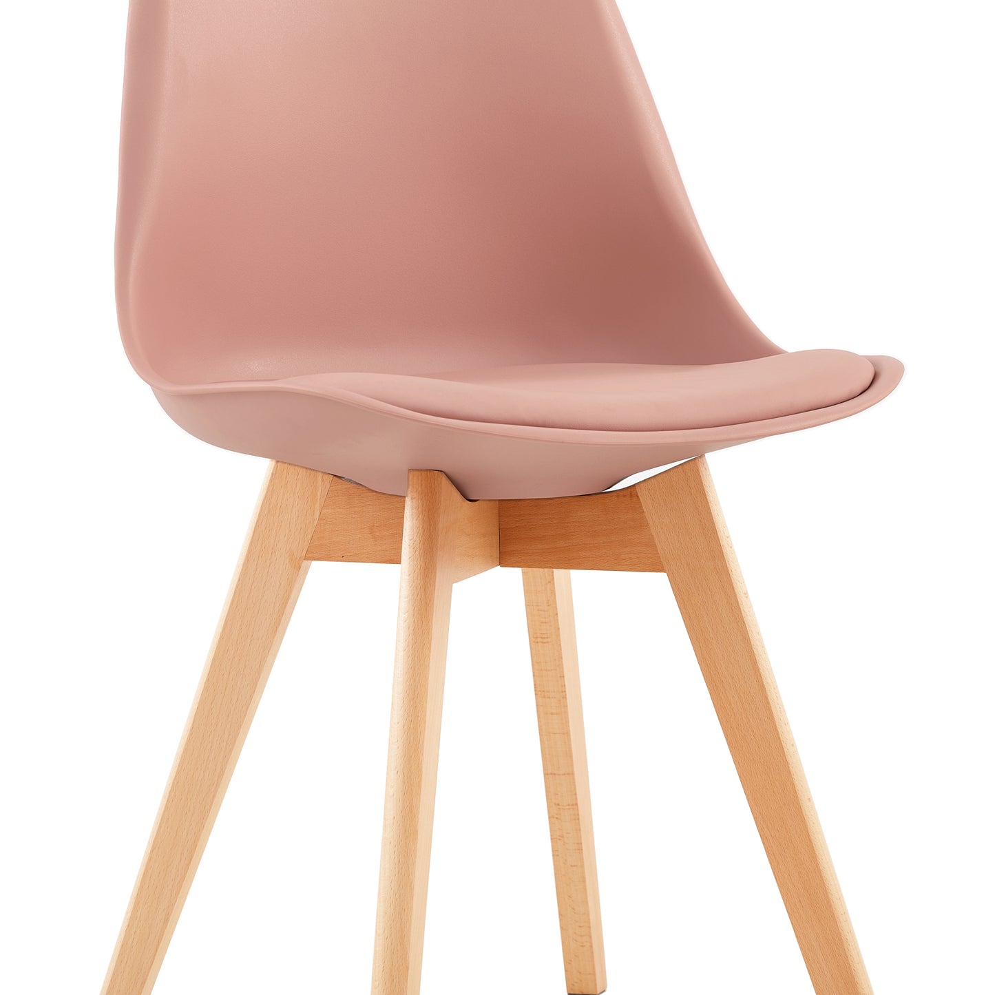Chaise en Bois de Hêtre avec Coque Plastique et Coussin en PU - Design TULIP Moderne pour Salle à Manger