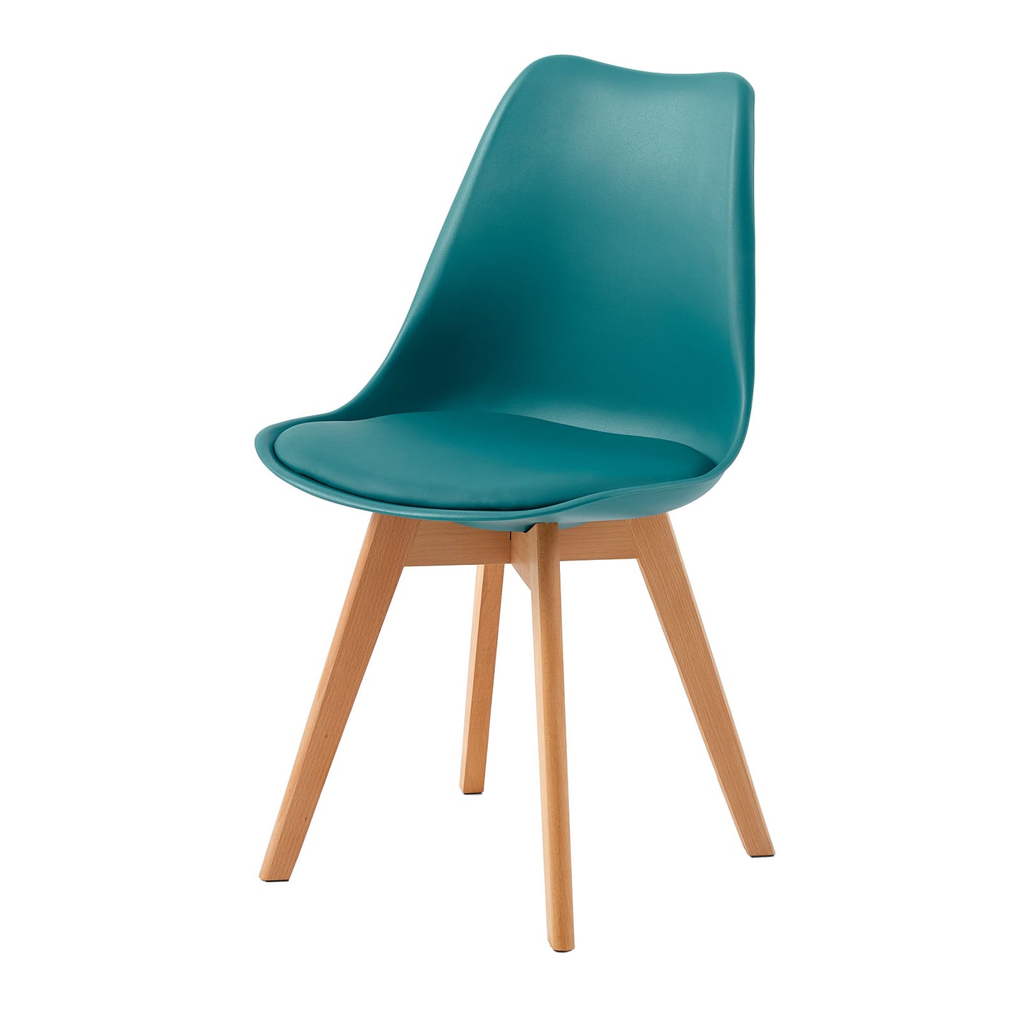 Chaise en Bois de Hêtre avec Coque Plastique et Coussin en PU - Design TULIP Moderne pour Salle à Manger