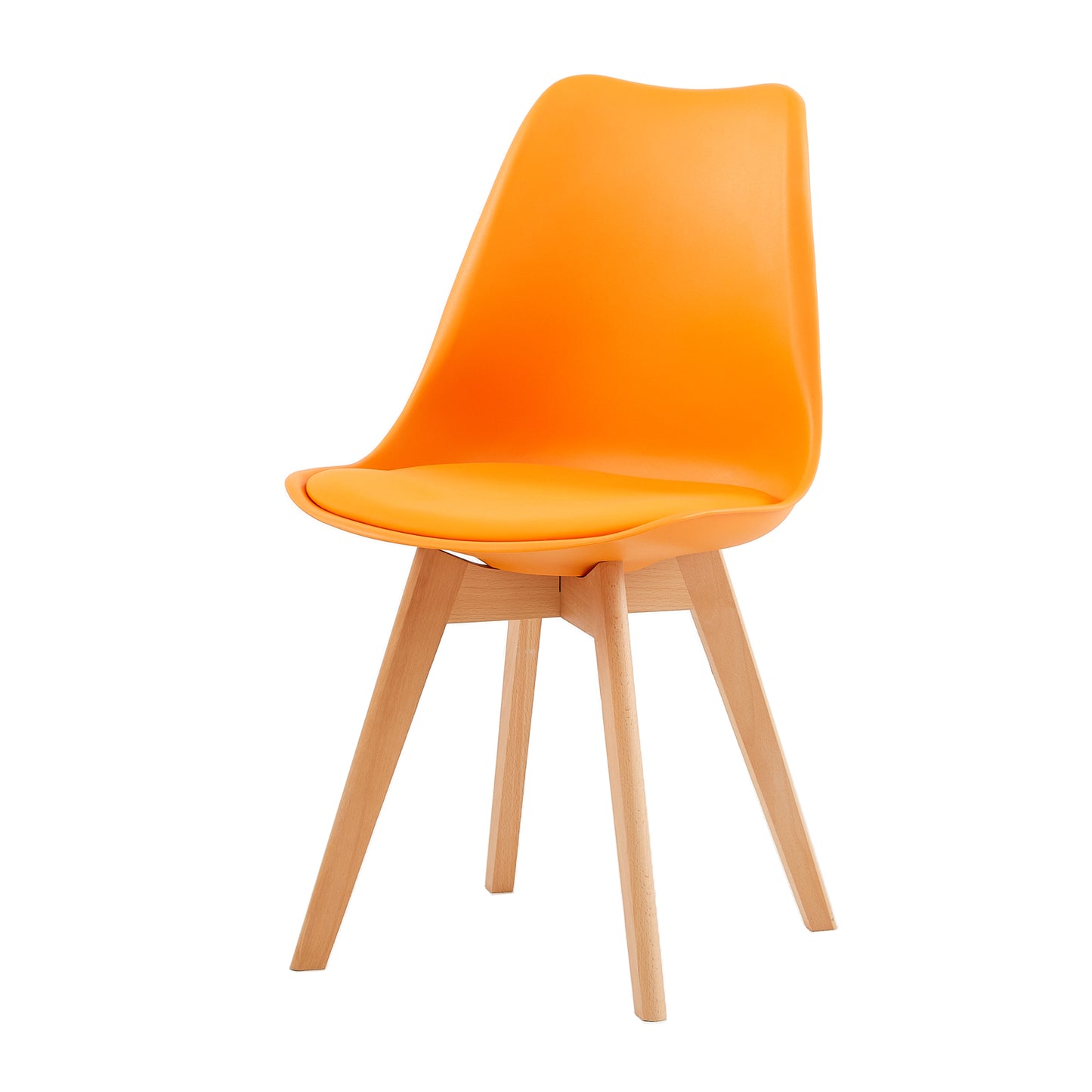 2 Pièces Chaise de Salle à Manger en Bois de Frêne avec Coussin en Cuir PU-TULIP