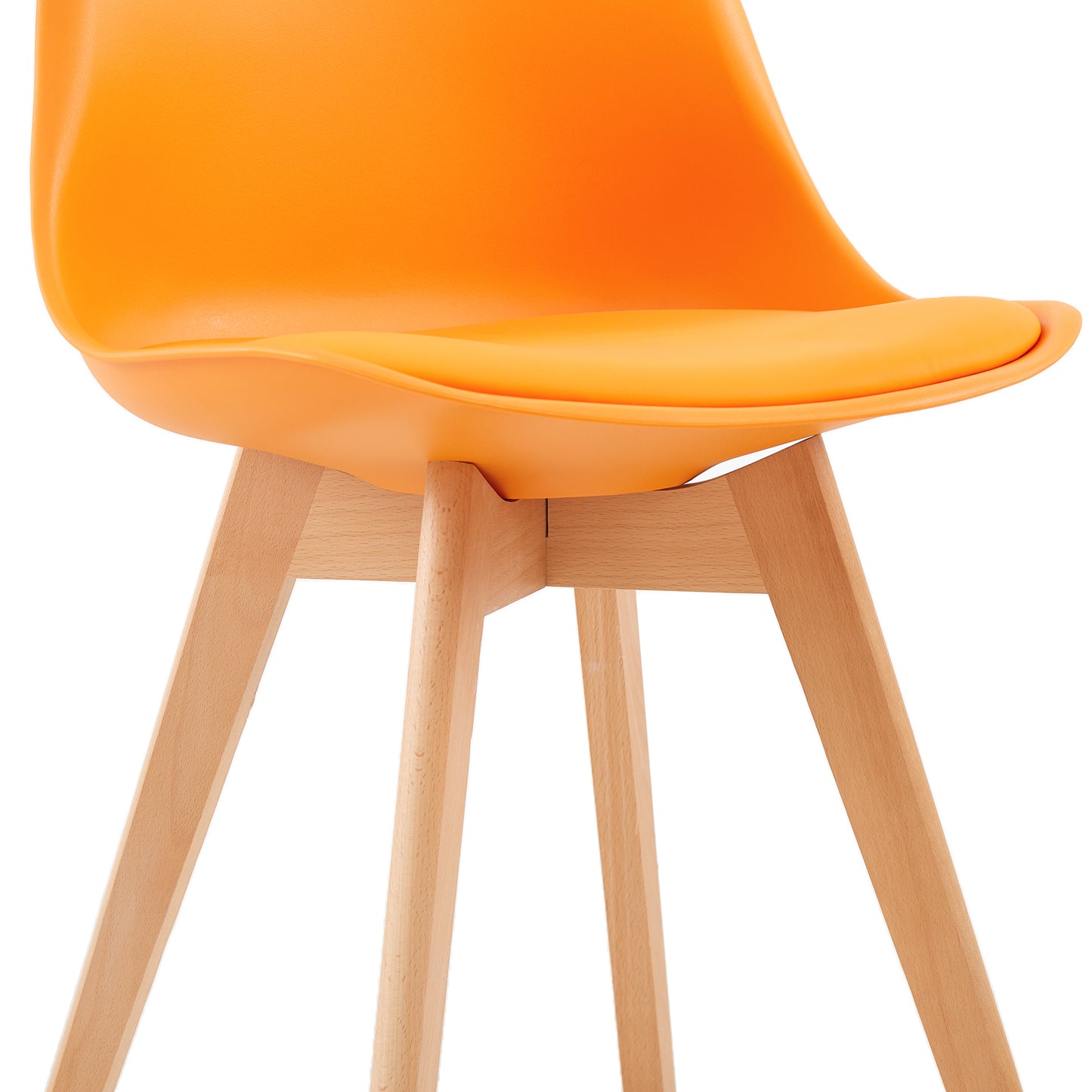 2 Pièces Chaise de Salle à Manger en Bois de Frêne avec Coussin en Cuir PU-TULIP