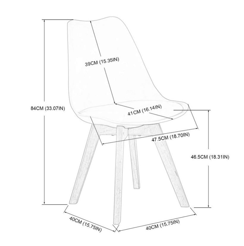 2 Pièces Chaise de Salle à Manger en Bois de Frêne avec Coussin en Cuir PU-TULIP