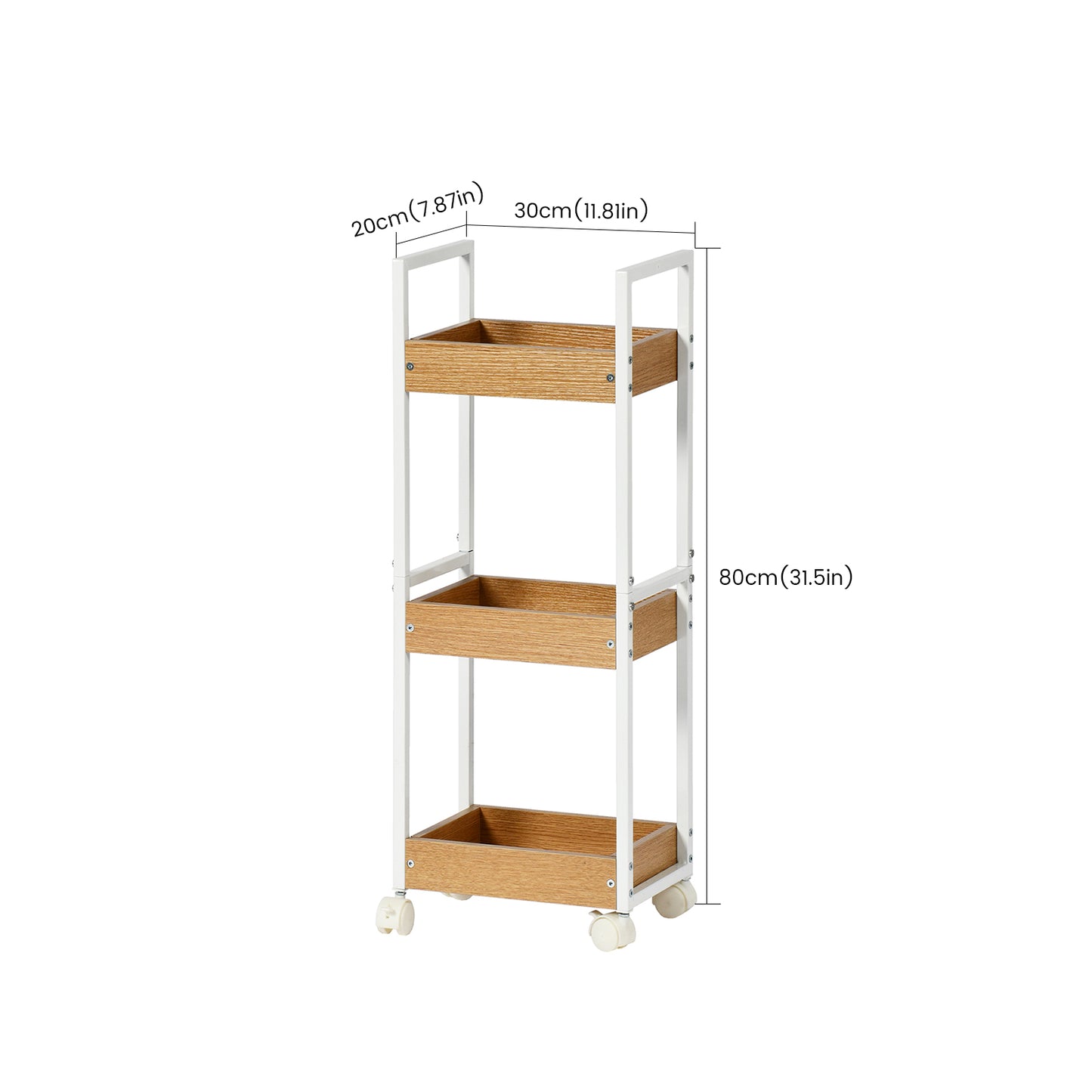Étagère de rangement à trois niveaux VERO - Couleur Feu/CHÊNE