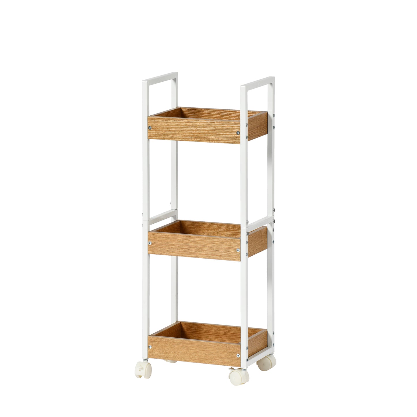Étagère de rangement à trois niveaux VERO - Couleur Feu/CHÊNE