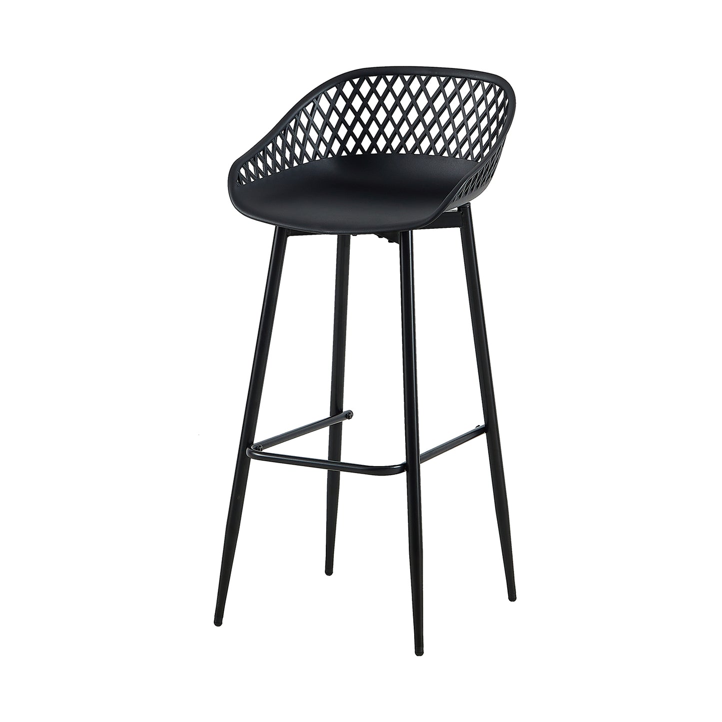 Lot de 4 chaises de bar en fer de style industriel moderne avec dossier creux respirant - Noir/Blanc