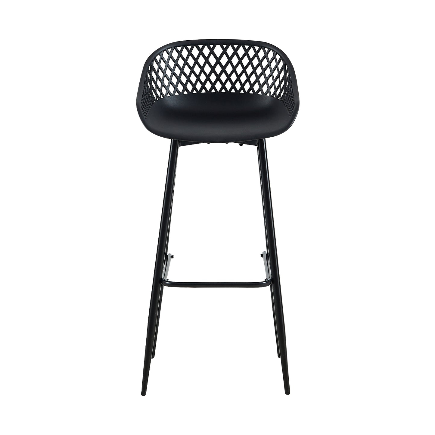 Lot de 4 chaises de bar en fer de style industriel moderne avec dossier creux respirant - Noir/Blanc