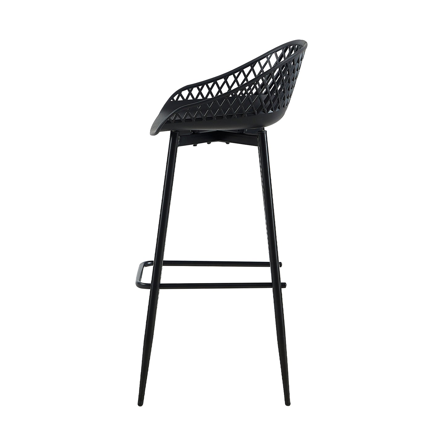 Lot de 4 chaises de bar en fer de style industriel moderne avec dossier creux respirant - Noir/Blanc