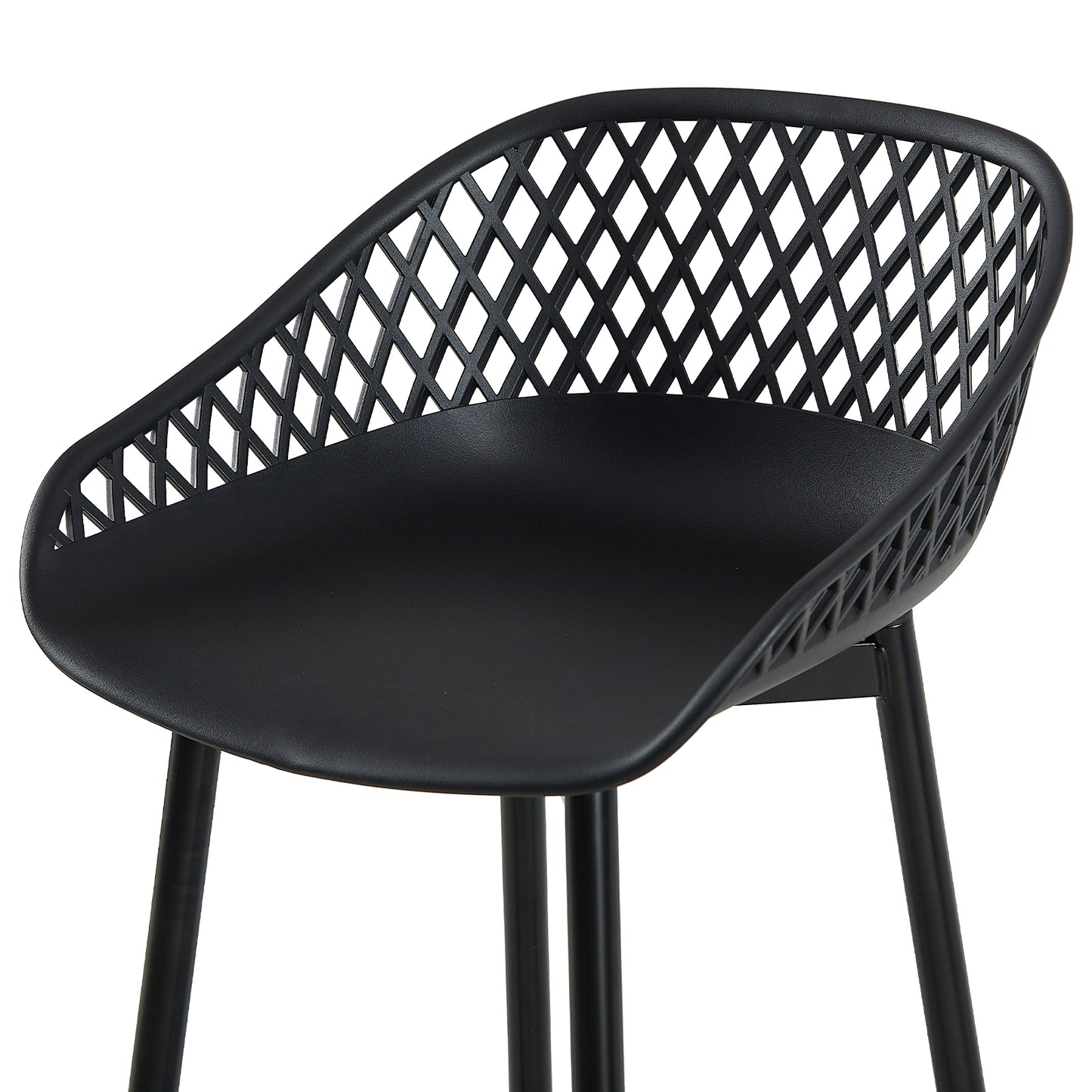 Lot de 4 chaises de bar en fer de style industriel moderne avec dossier creux respirant - Noir/Blanc