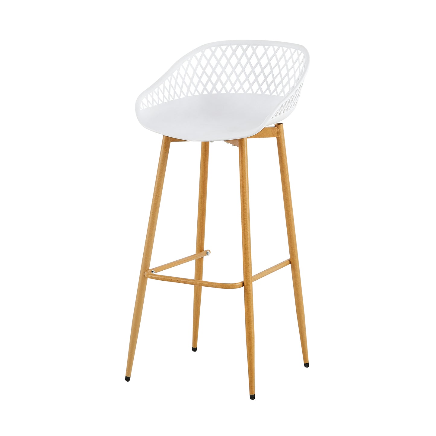 Lot de 4 chaises de bar en fer de style industriel moderne avec dossier creux respirant - Noir/Blanc
