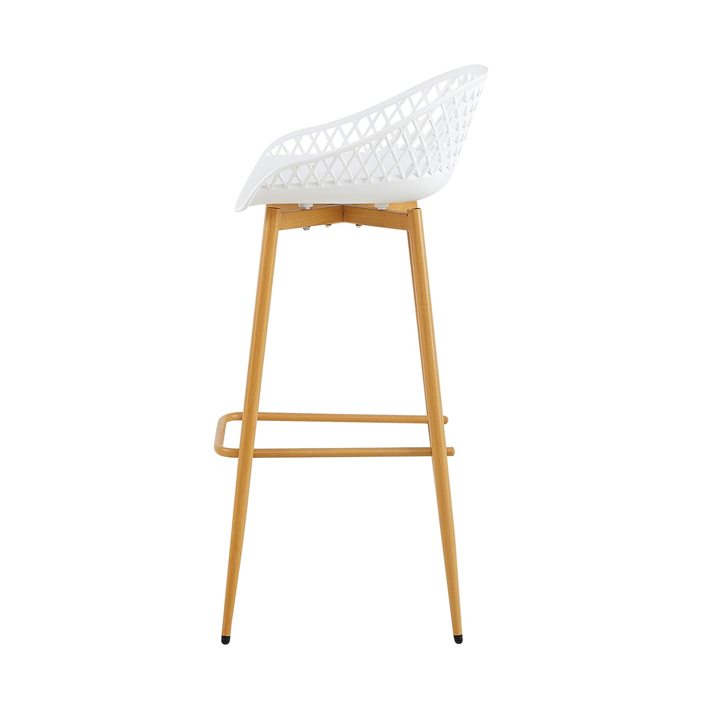 Lot de 4 chaises de bar en fer de style industriel moderne avec dossier creux respirant - Noir/Blanc