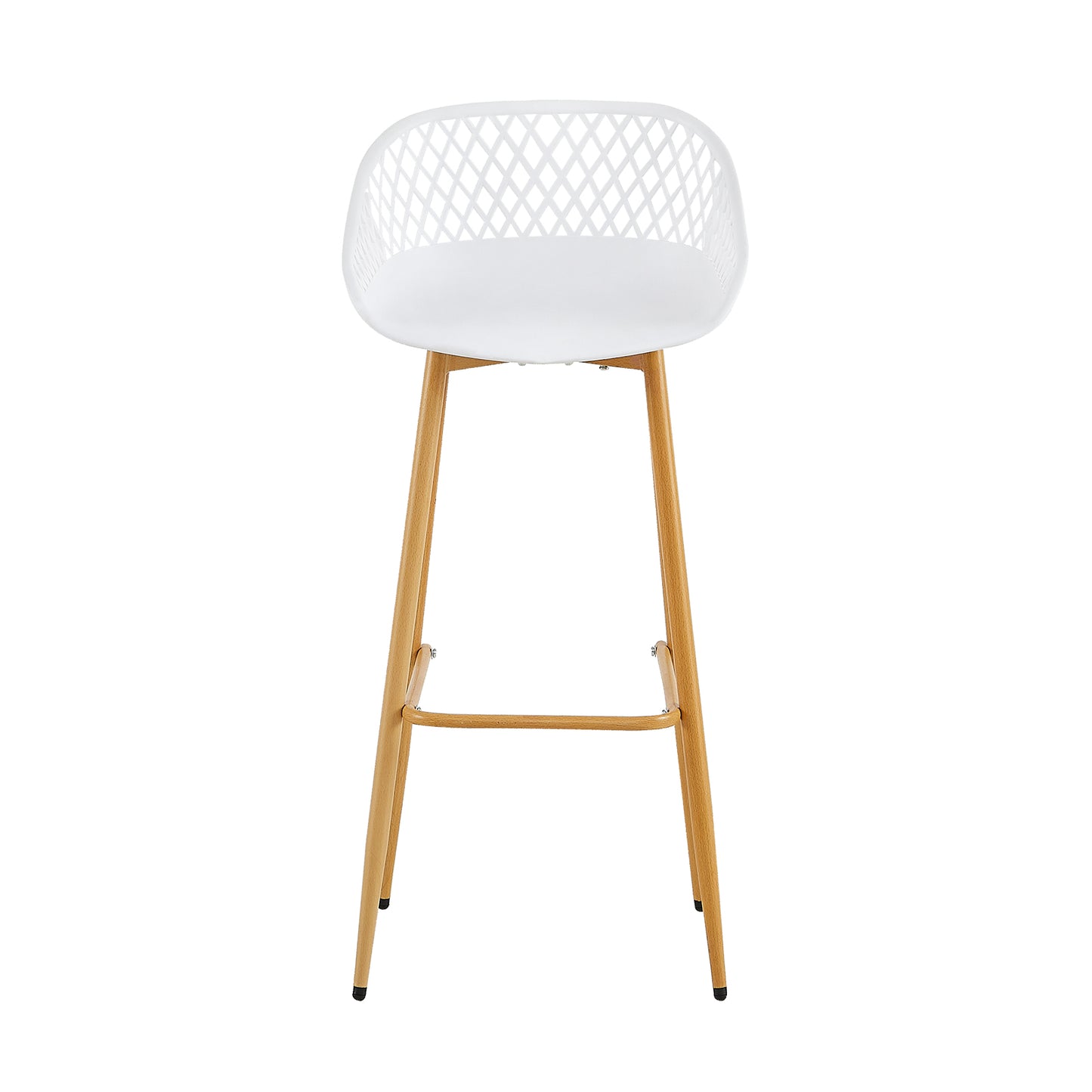Lot de 4 chaises de bar en fer de style industriel moderne avec dossier creux respirant - Noir/Blanc