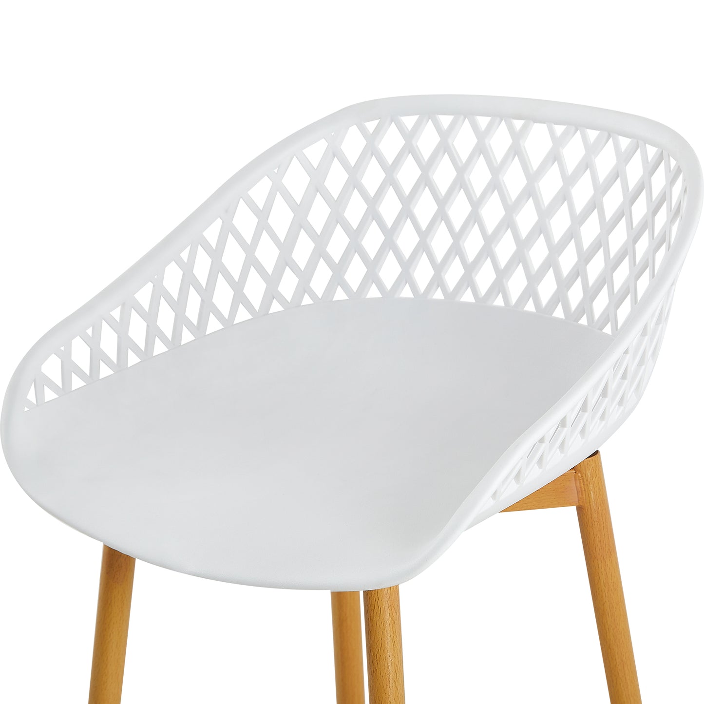 Lot de 4 chaises de bar en fer de style industriel moderne avec dossier creux respirant - Noir/Blanc