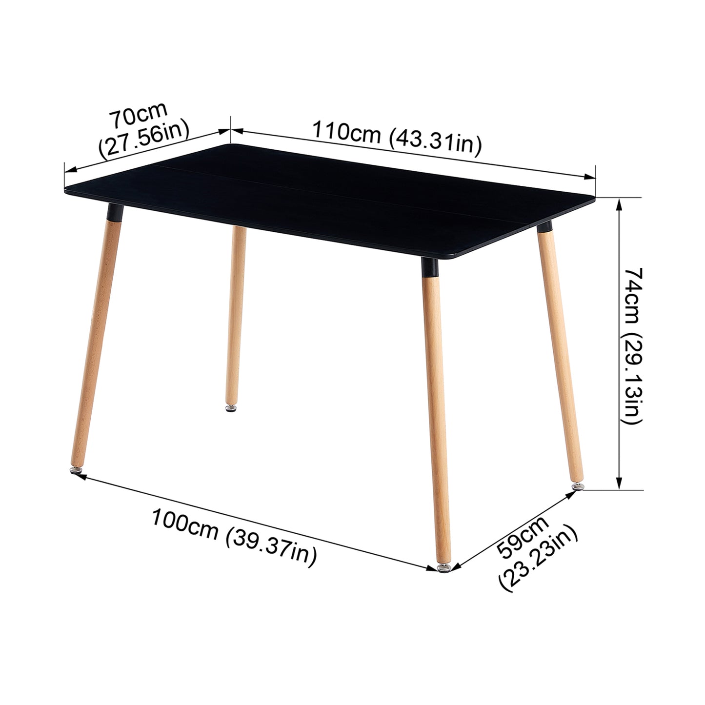 SAGE Rectangulaire Table de salle à manger Table de cuisine Table de conférence de bureau moderne Table basse - Noir/Blanc