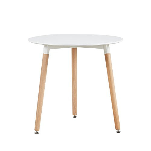 Table Ronde Salle Manger Scandinave pour Salle à Manger Diamètre 80cm Moderne Style Nordique Blanc - EGGREEPEA Table à Manger Ronde en MDF avec 3 Pieds en Hêtre 80 * 80 * 74 cm - Blanc