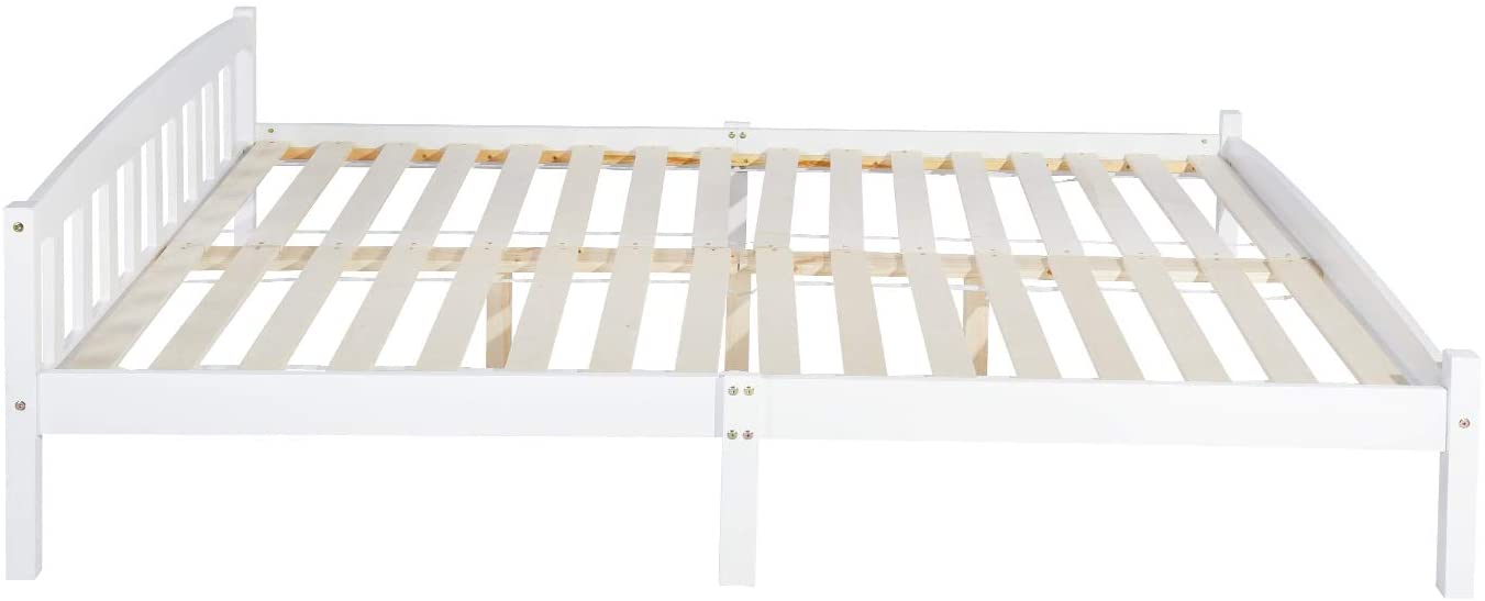 ABATE Lit Simple/Double en Bois 96 *198 cm/146 * 198 cm - Blanc