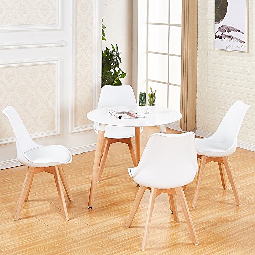 Table Ronde Salle Manger Scandinave pour Salle à Manger Diamètre 80cm Moderne Style Nordique Blanc - EGGREE