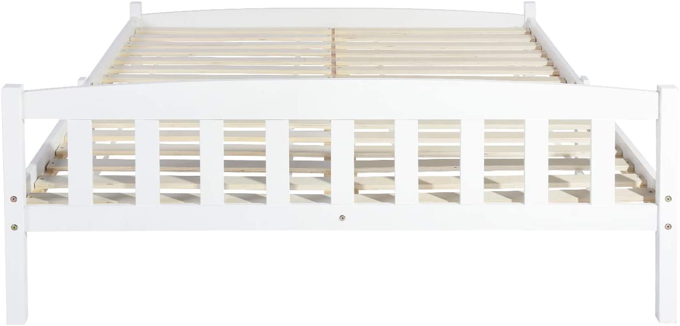 ABATE Lit Simple/Double en Bois 96 *198 cm/146 * 198 cm - Blanc