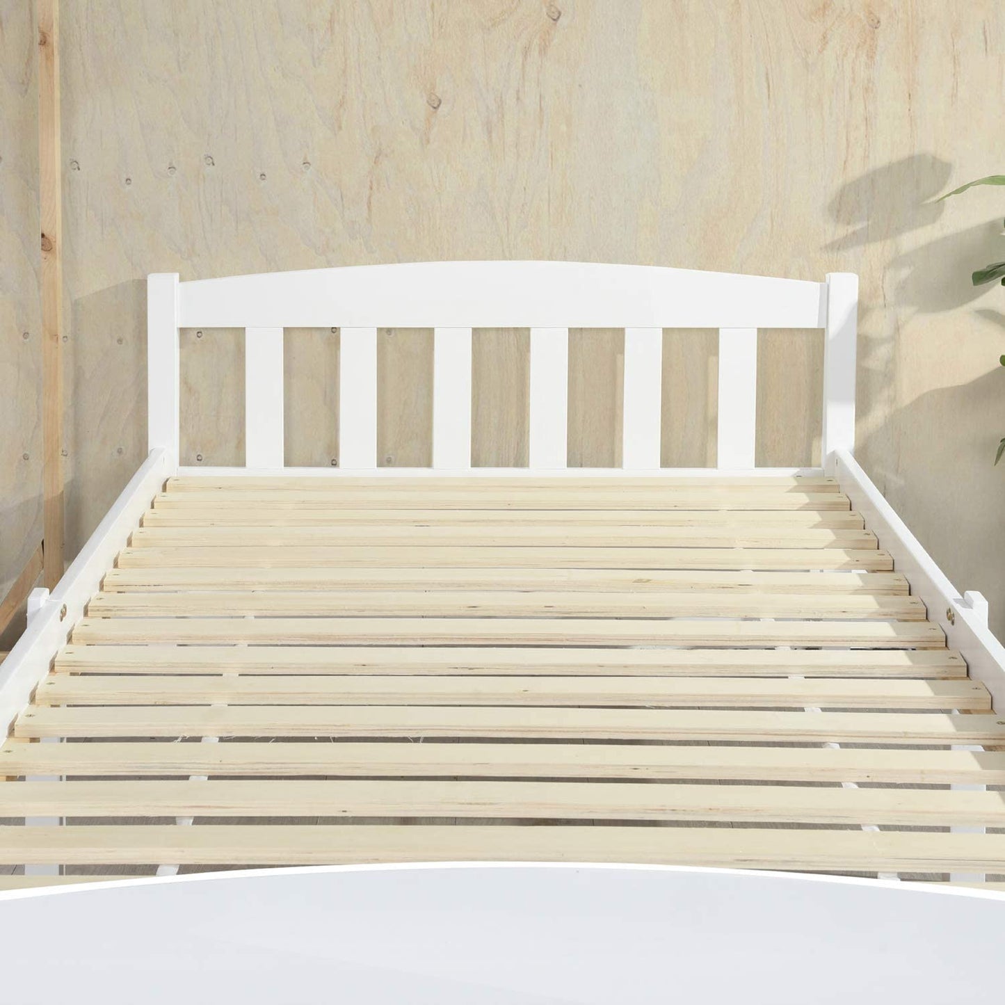 ABATE Lit Simple/Double en Bois 96 *198 cm/146 * 198 cm - Blanc