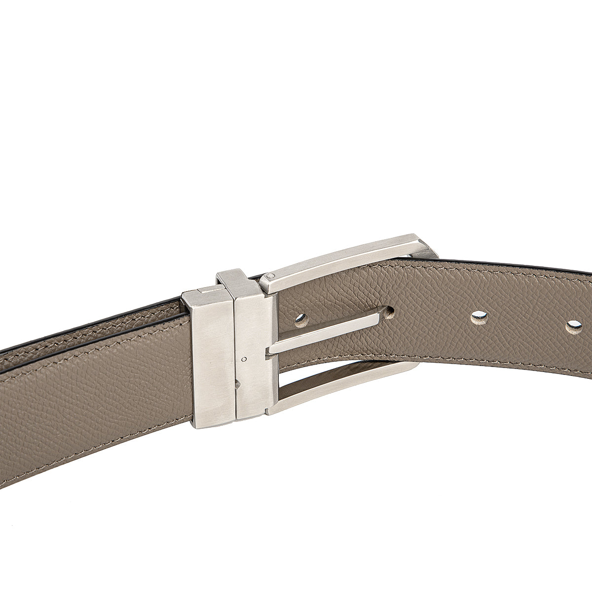 Diest Ceinture élégante à boucle ardillon en cuir de vachette avec couche supérieure, Couleur Acier, Kaki