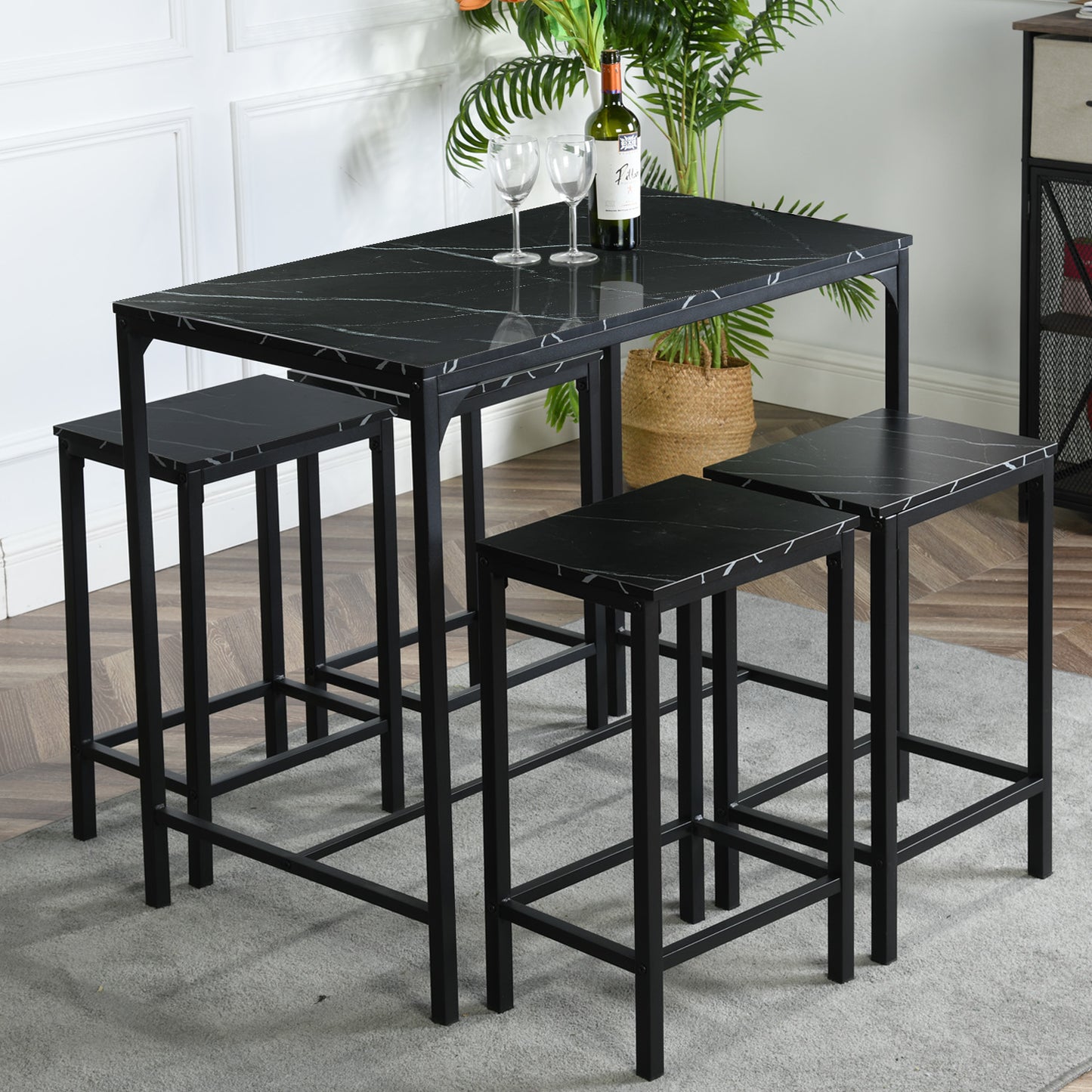 FAIRMAN Ensemble De Table De Bar Avec 1 Table Et 4 Chaises