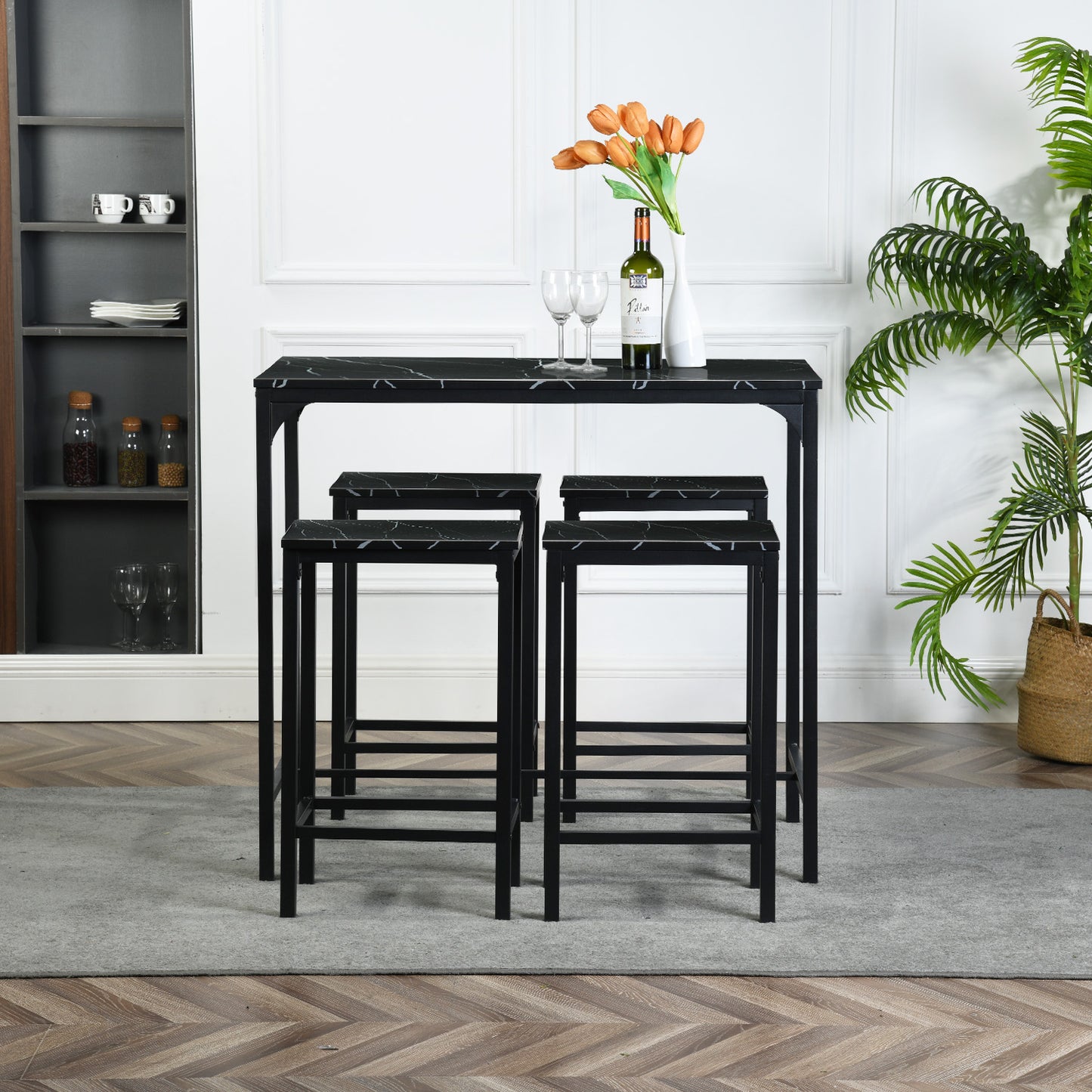 FAIRMAN Ensemble De Table De Bar Avec 1 Table Et 4 Chaises