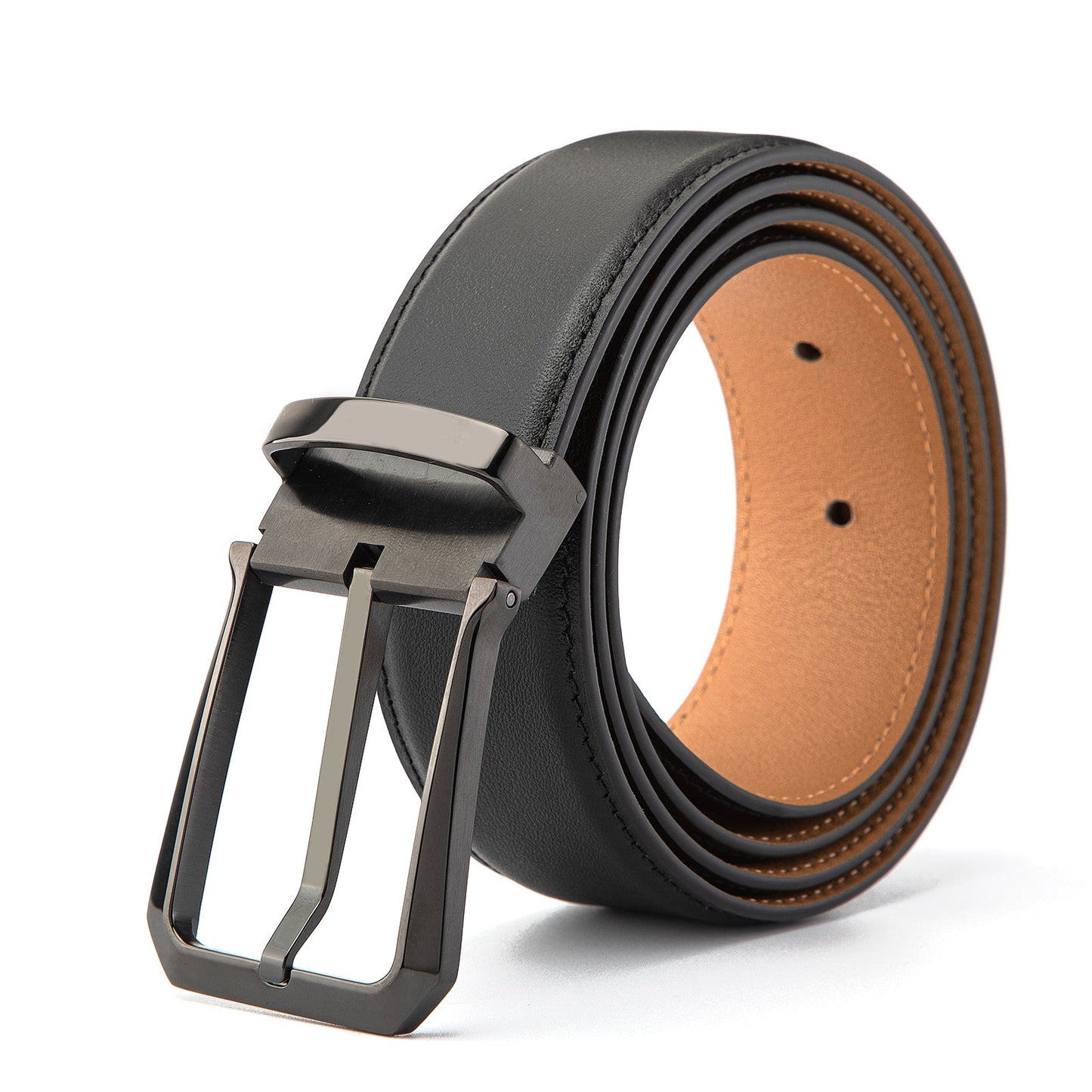 Galway Ceinture classique avec boucle ardillon en cuir supérieur, Noir Pistolet