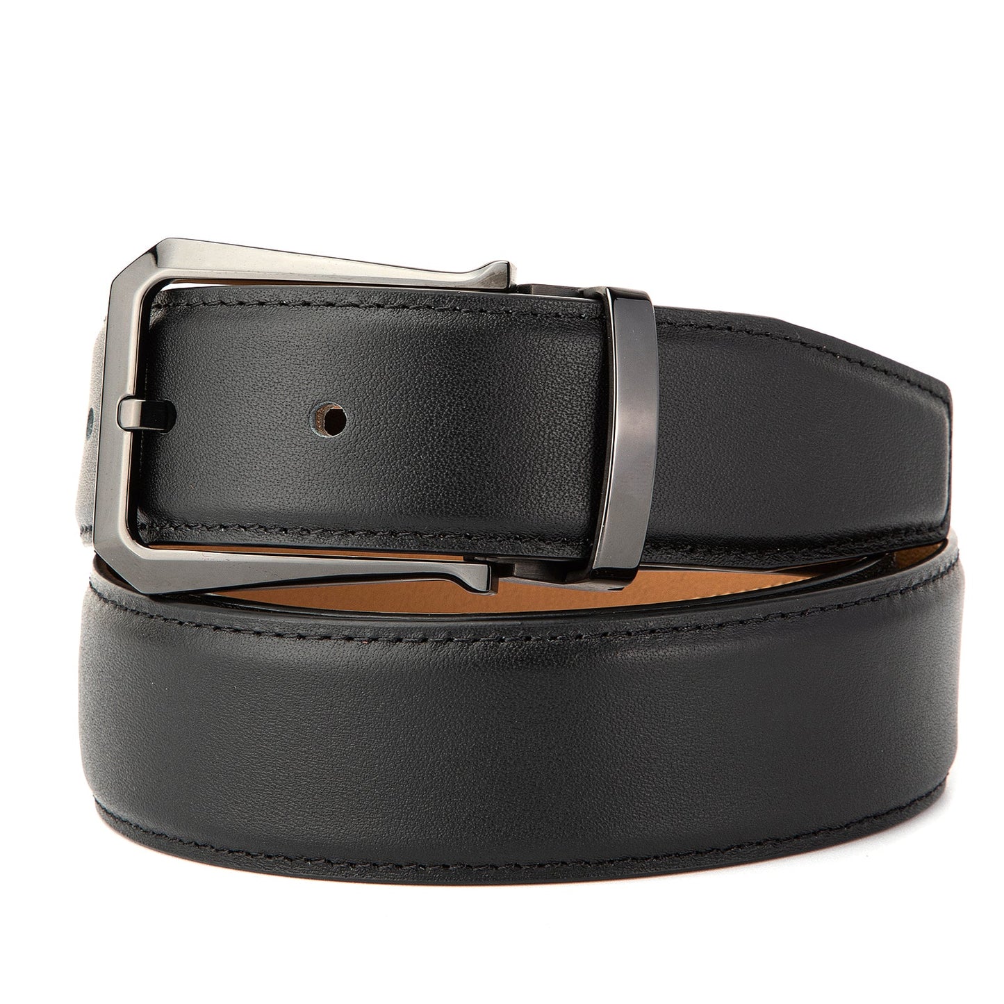 Galway Ceinture classique avec boucle ardillon en cuir supérieur, Noir Pistolet