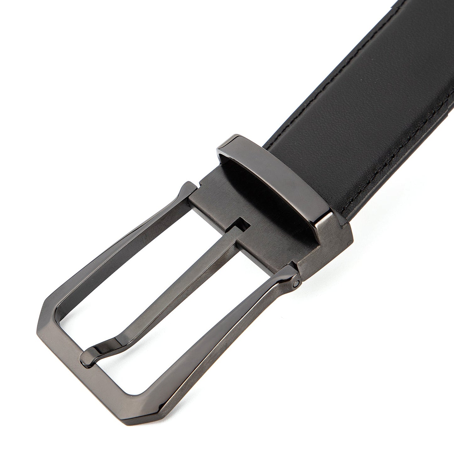 Galway Ceinture classique avec boucle ardillon en cuir supérieur, Noir Pistolet