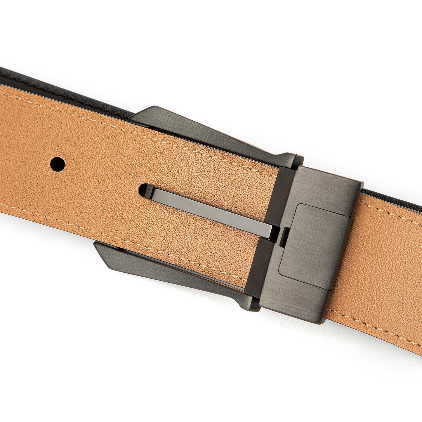 Galway Ceinture classique avec boucle ardillon en cuir supérieur, Noir Pistolet
