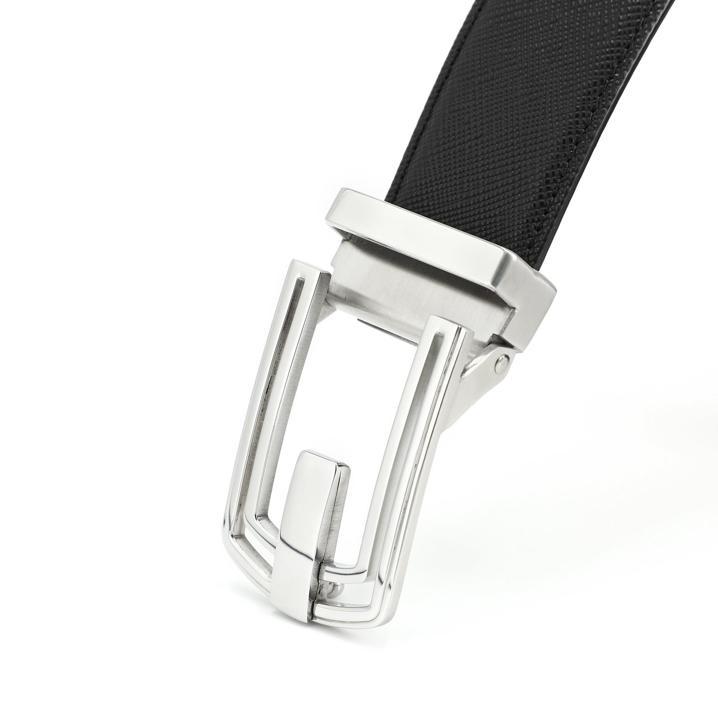 Geel Ceinture classique avec boucle ardillon en cuir de vachette de première qualité - Noir Acier