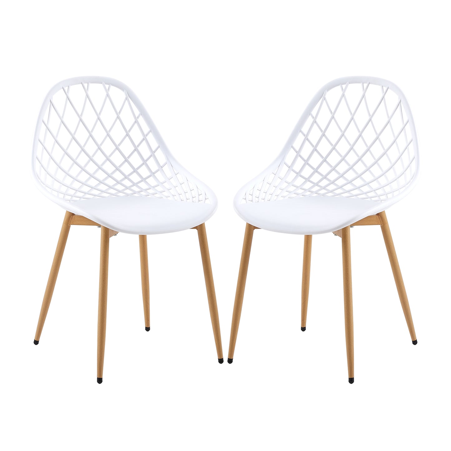 MILAN Chaises de Salle à Manger Pieds de Transfert en Bois de Hêtre - Blanc/Noir