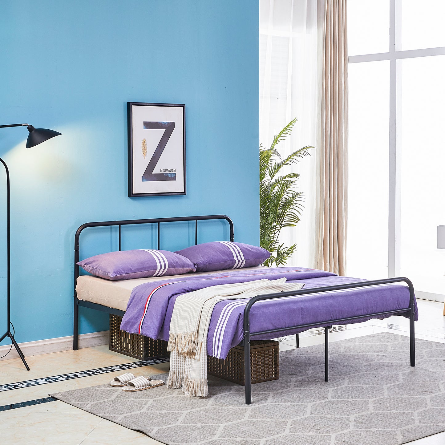 MILO Lit Simple/Double en Métal 94 * 196 cm/143 * 196 cm - Noir
