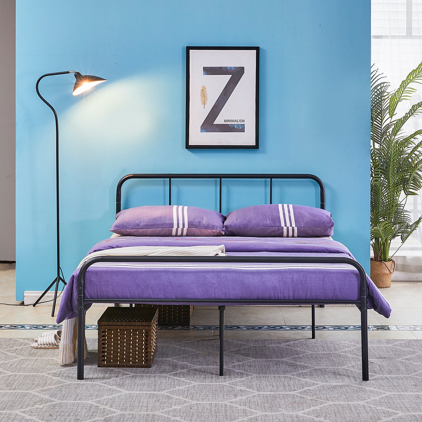 MILO Lit Simple/Double en Métal 94 * 196 cm/143 * 196 cm - Noir