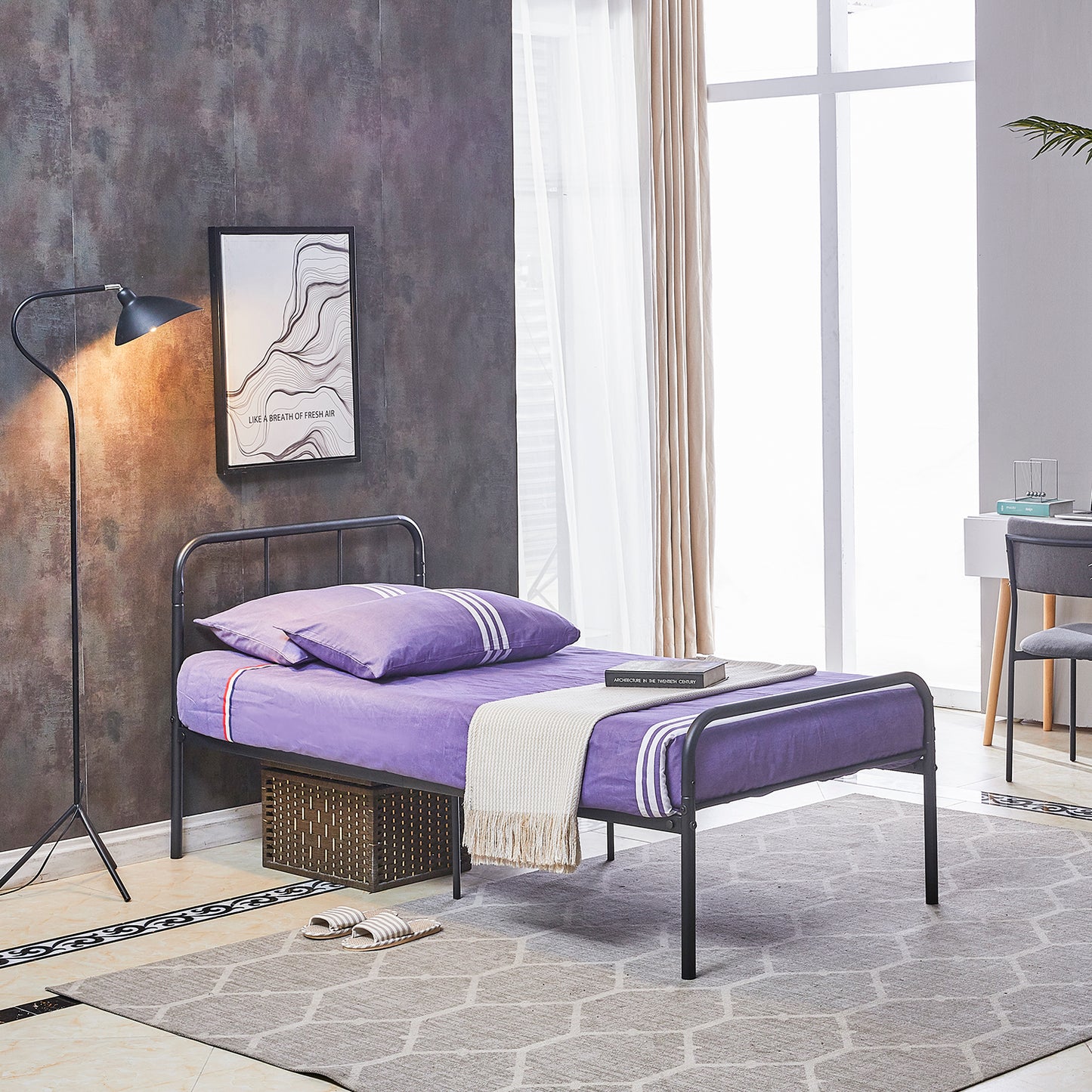 MILO Lit Simple/Double en Métal 94 * 196 cm/143 * 196 cm - Noir