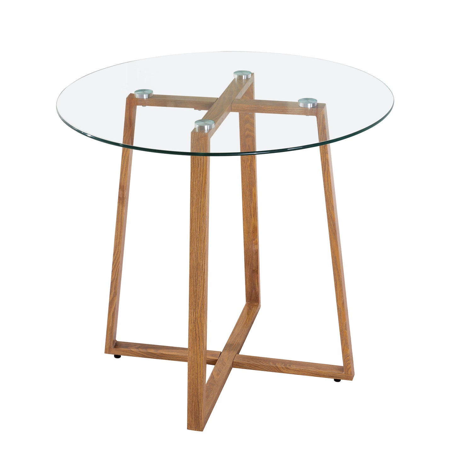 ROUNE Table à Manger Ronde en Verre avec Pieds en Métal 80 * 80 * 75 cm - Transparent
