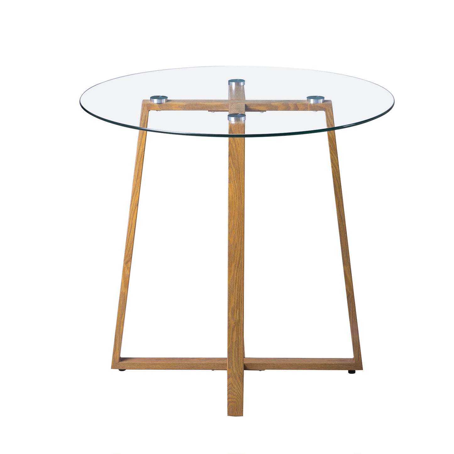 ROUNE Table à Manger Ronde en Verre avec Pieds en Métal 80 * 80 * 75 cm - Transparent