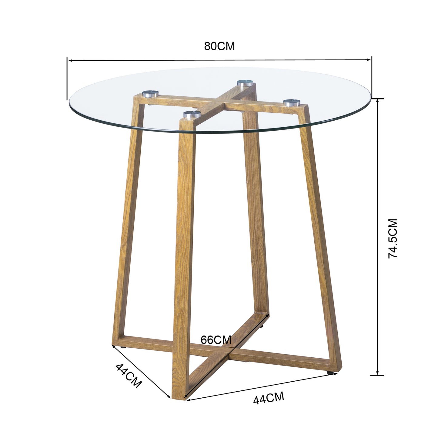 ROUNE Table à Manger Ronde en Verre avec Pieds en Métal 80 * 80 * 75 cm - Transparent