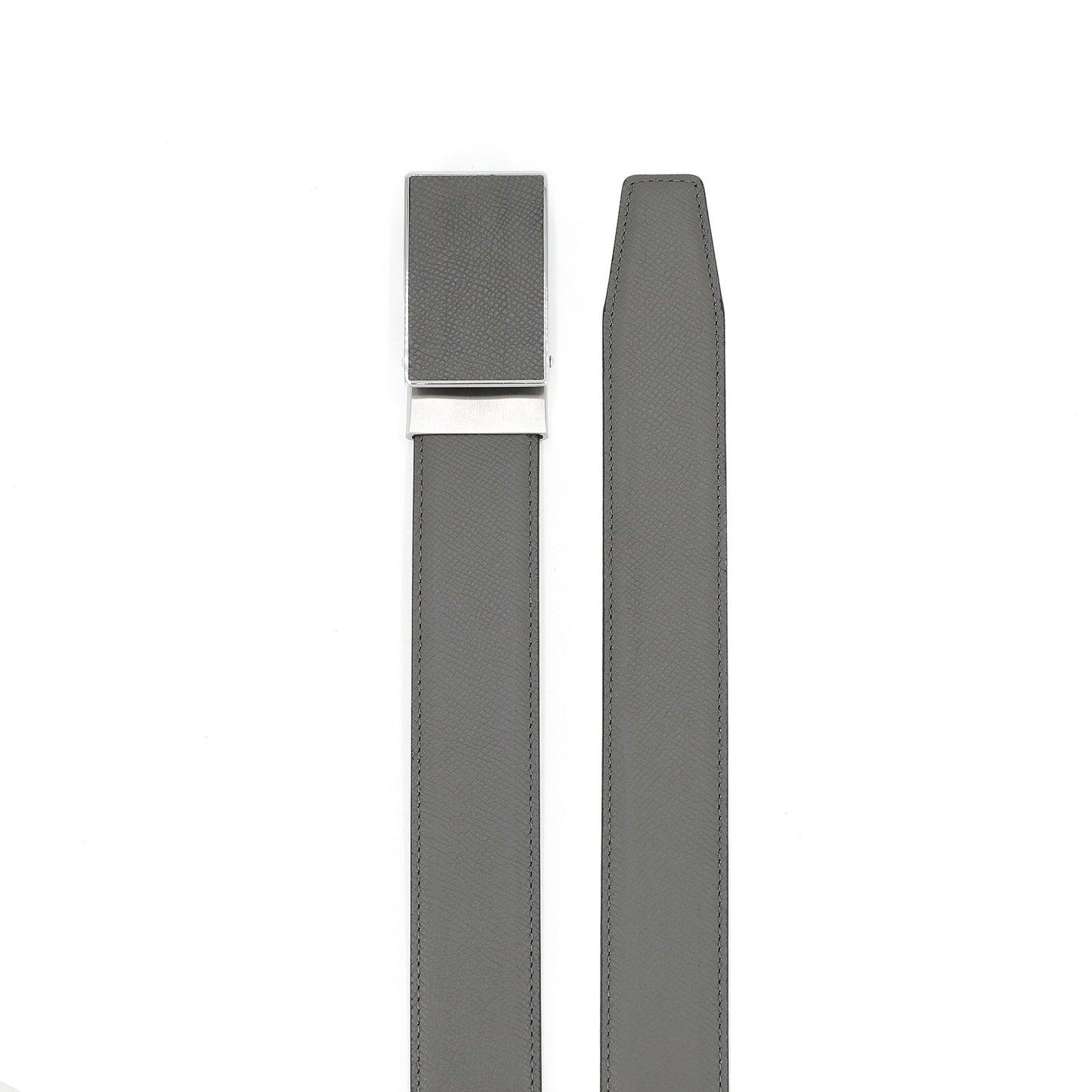 Rho Ceinture classique en cuir de vachette avec boucle automatique, gris acier
