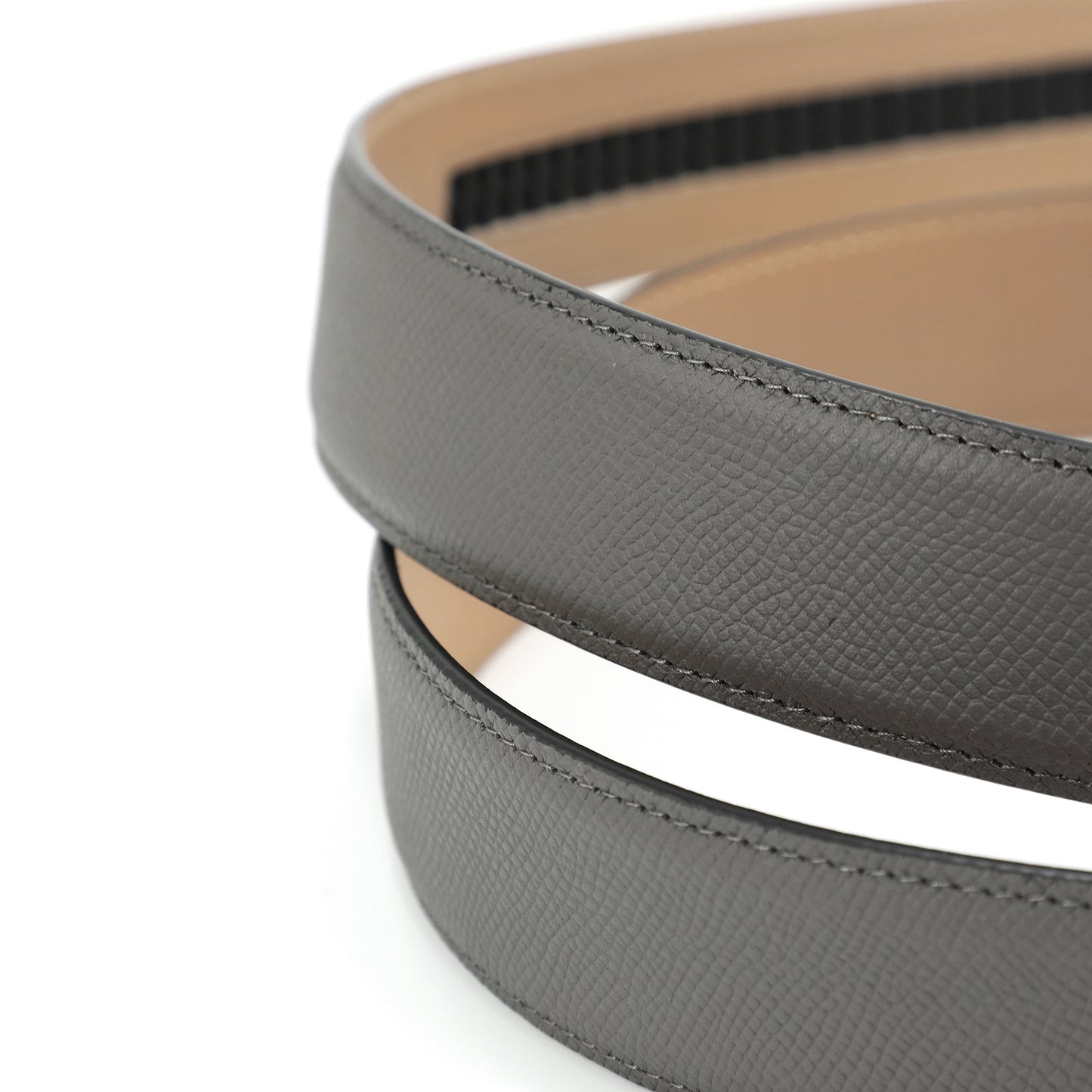Rho Ceinture classique en cuir de vachette avec boucle automatique, gris acier
