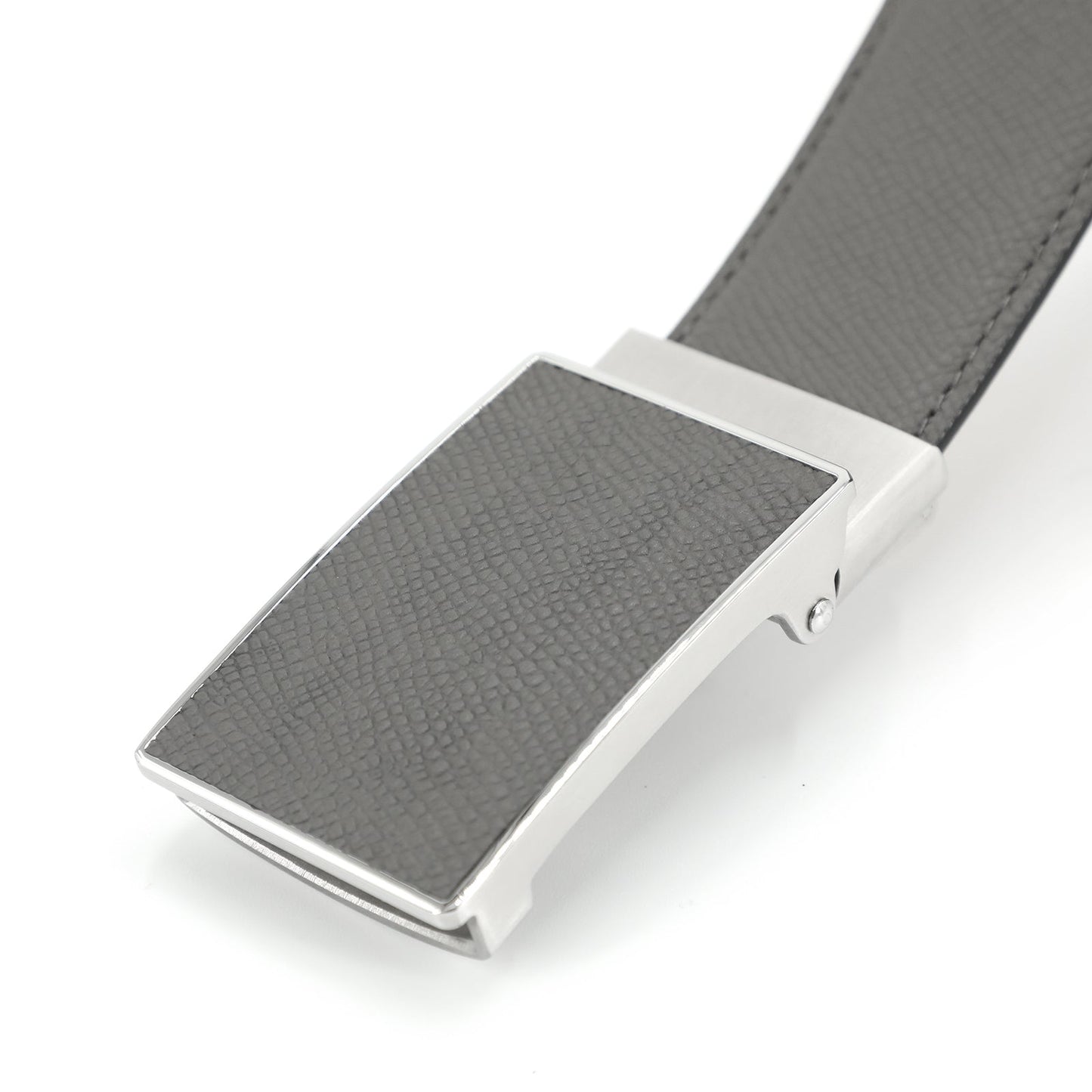 Rho Ceinture classique en cuir de vachette avec boucle automatique, gris acier