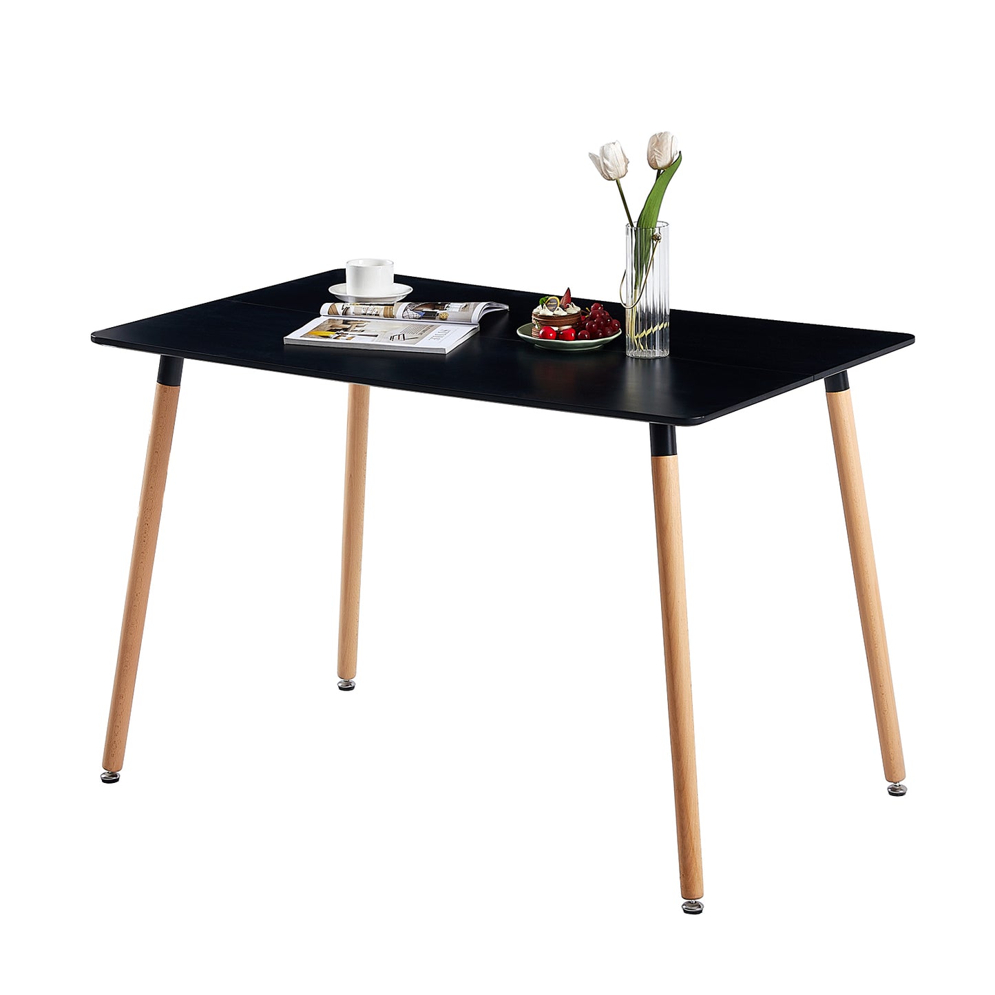 SAGE Rectangulaire Table de salle à manger Table de cuisine Table de conférence de bureau moderne Table basse - Noir/Blanc