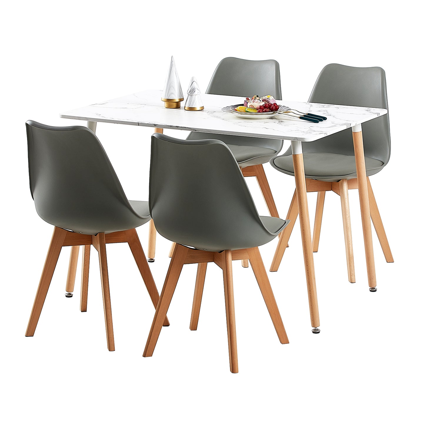 SAGE Rectangulaire Table de Salle à Manger en MDF Scandinave Style en Bois 110*70*74cm - Couleur Marbre
