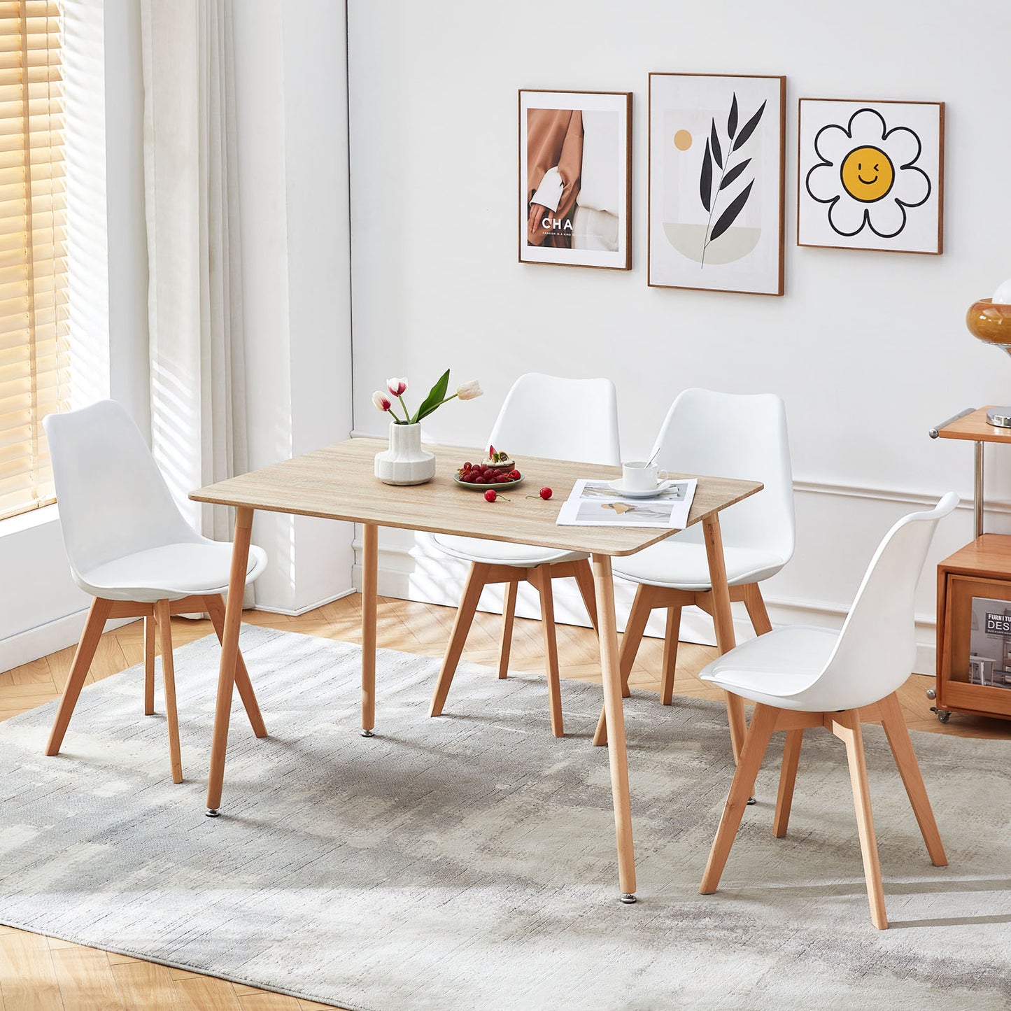 SAGE Rectangulaire Table de Salle à Manger en MDF Scandinave Style en Bois 110*70*74cm - Couleur Chêne
