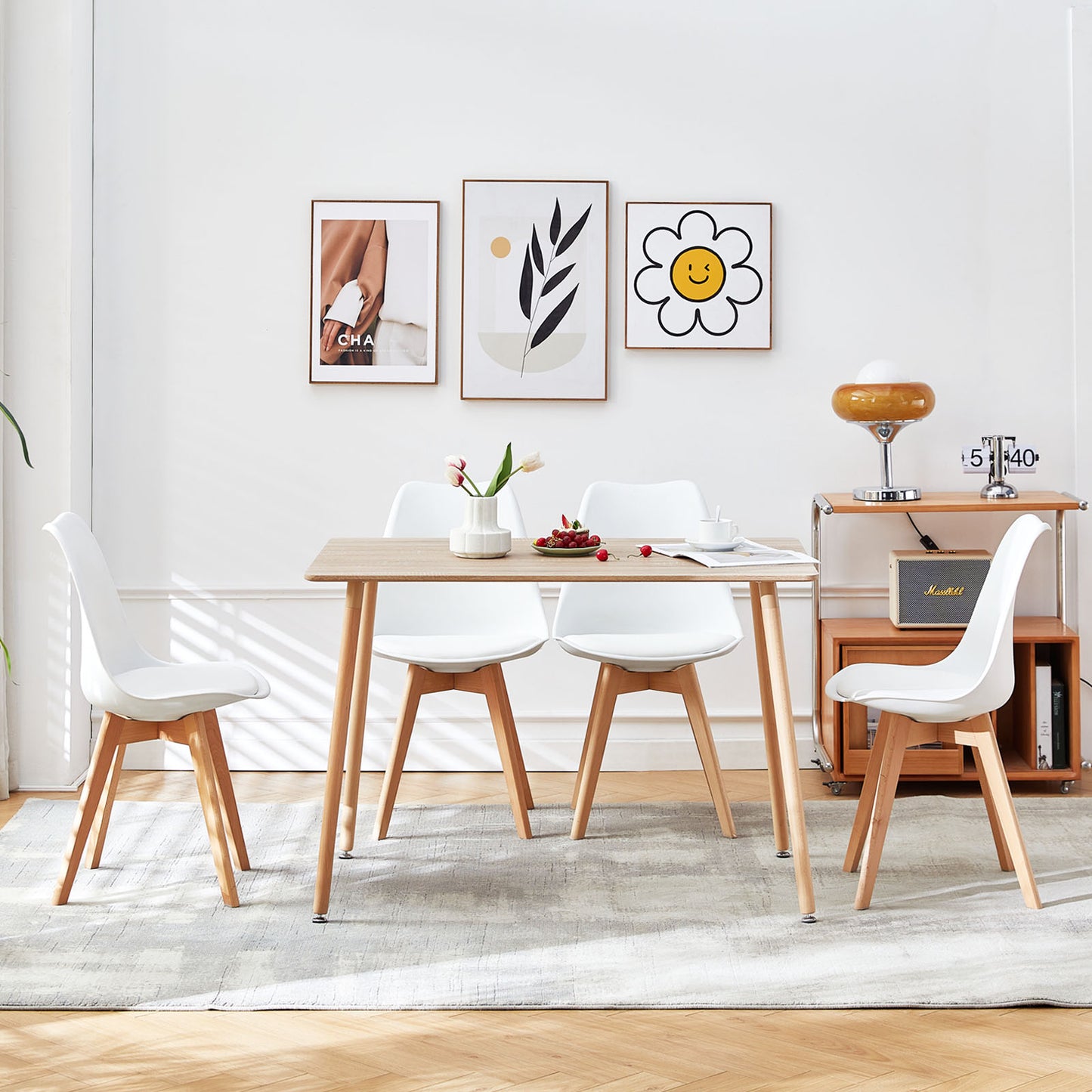SAGE Rectangulaire Table de Salle à Manger en MDF Scandinave Style en Bois 110*70*74cm - Couleur Chêne