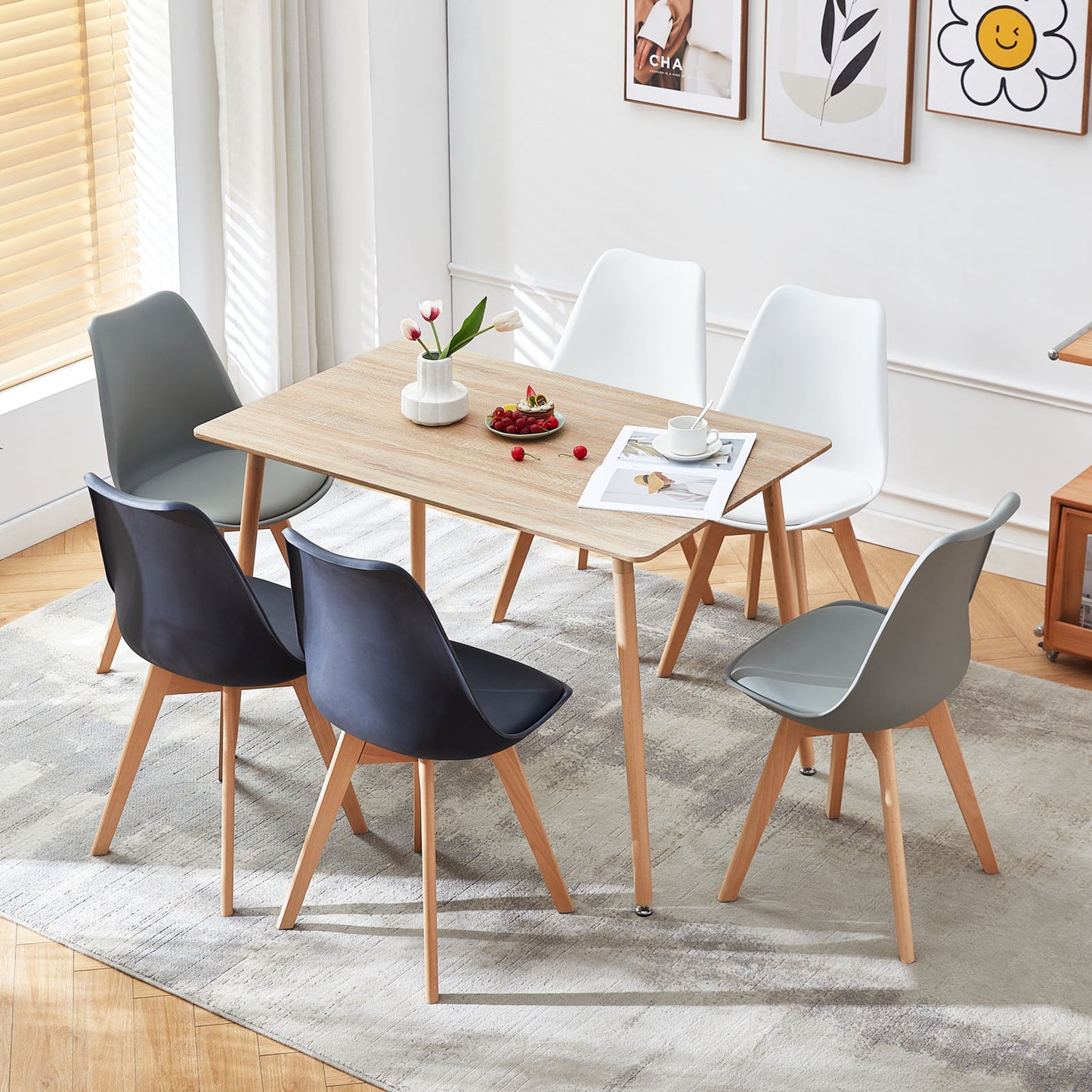 SAGE Rectangulaire Table de Salle à Manger en MDF Scandinave Style en Bois 110*70*74cm - Couleur Chêne