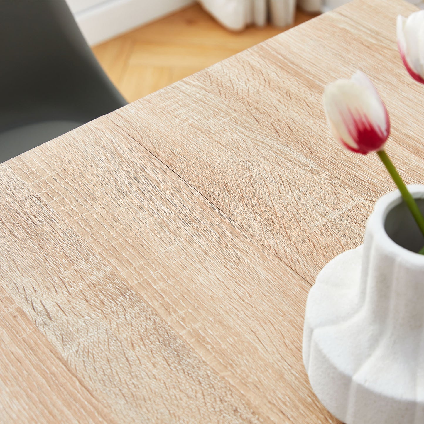 SAGE Rectangulaire Table de Salle à Manger en MDF Scandinave Style en Bois 110*70*74cm - Couleur Chêne